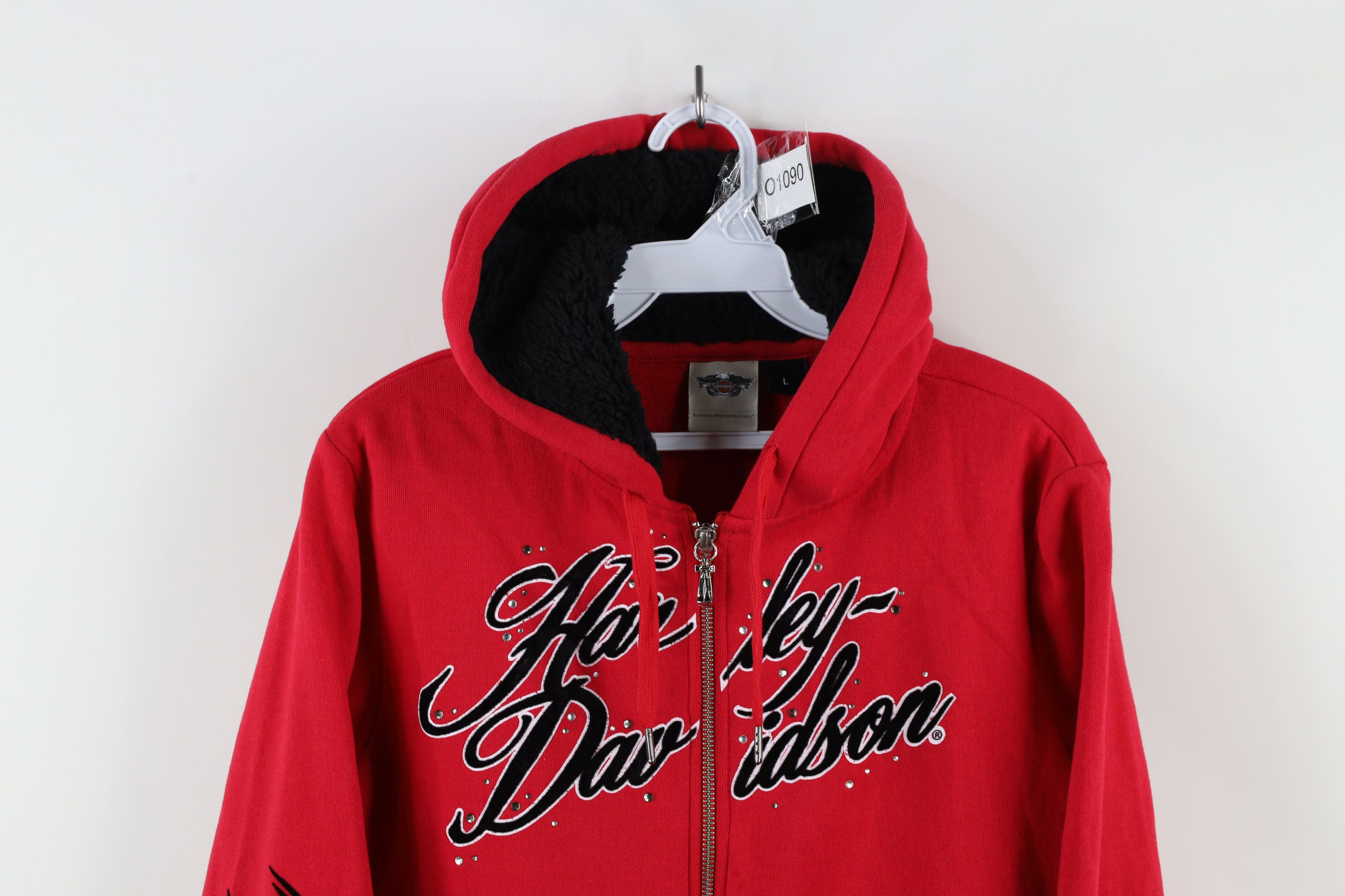 Harley Davidson × Vintage Vintage Y2K Harley Davidson Rose Sequin Full Zip Hoodie Size L / US 10 / IT 46 - 2 Thumbnail