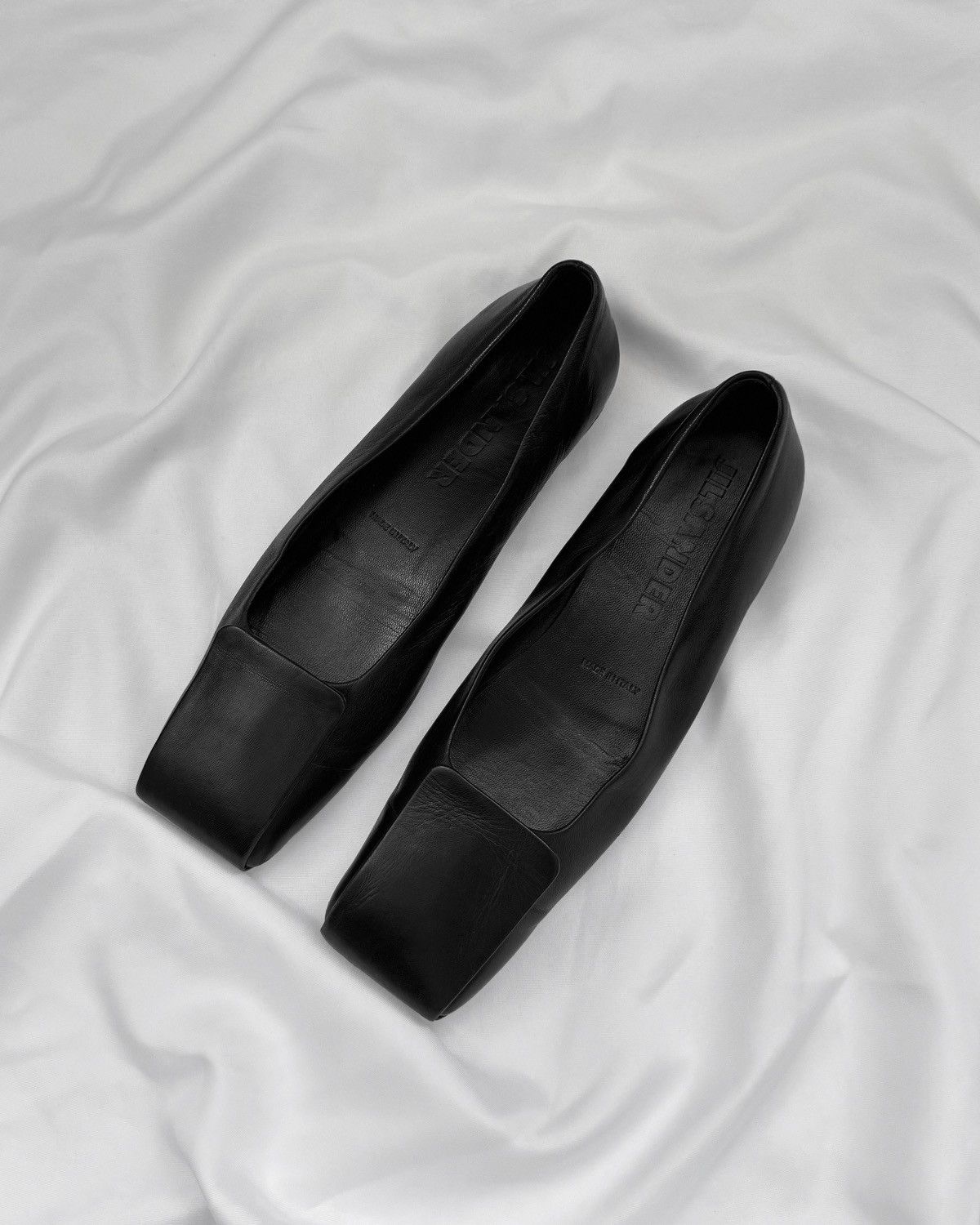 Jil Sander Leather Elegant Square Toe Ballet Flats