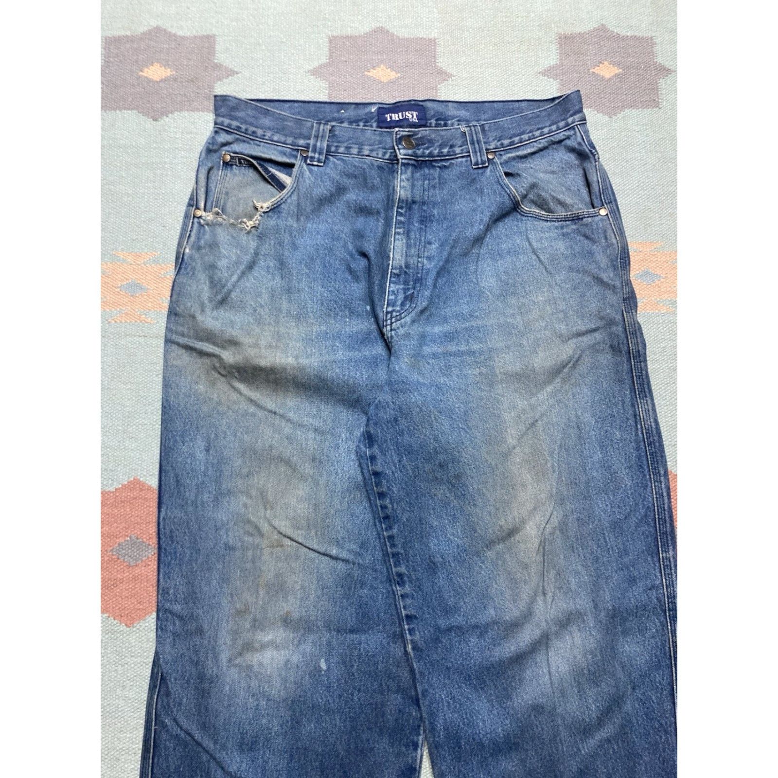 Vintage VINTAGE Trust Jeans - Men - 36x33 - Blue - Wide-Leg - Hip Hop - Baggy - 90s/2000s Grunge Size US 36 / EU 52 - 7 Thumbnail