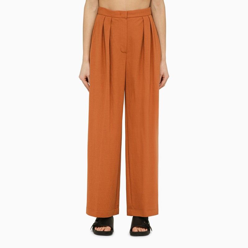 image of Harris Wharf London Terracotta-Coloured Pleated Trousers in Orange, Women's (Size 26)