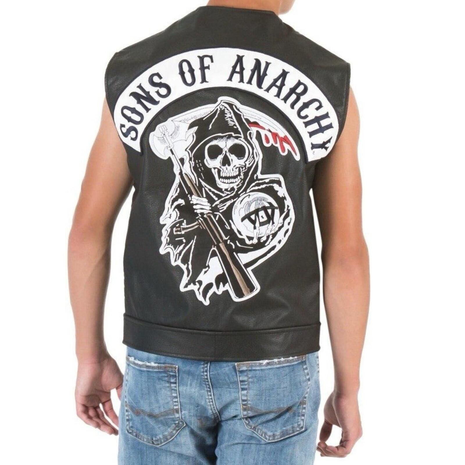 Other Sons Of Anarchy Black Leather Vest with Reaper Patch Size US S / EU 44-46 / 1 - 1 Thumbnail