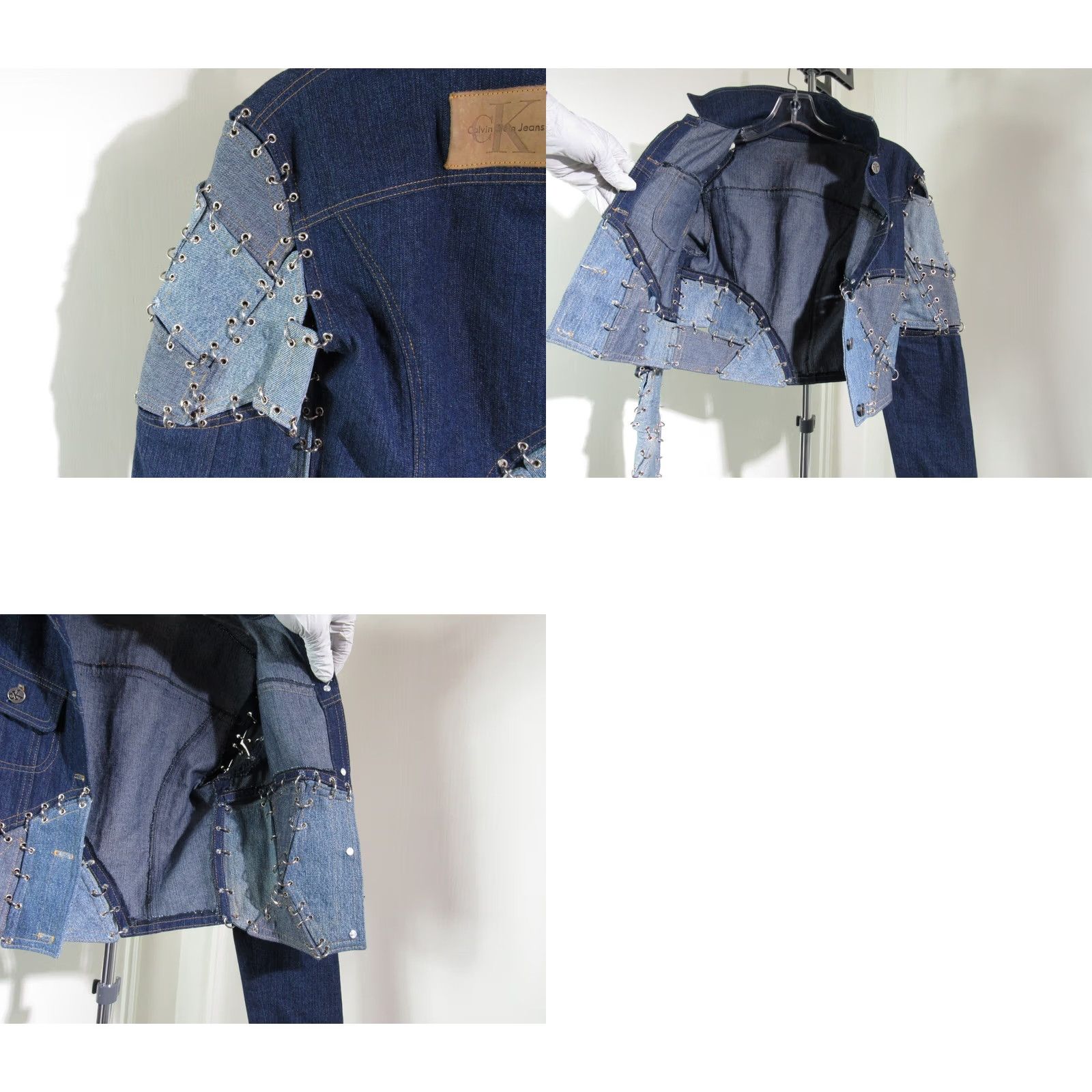 Calvin Klein Calvin Klein Patchwork Denim Jacket Women XS/Small Multicolor Casual Button Hook & Loop Jean Pockets Designer Size 26" / US 2 / IT 38 - 9 Thumbnail