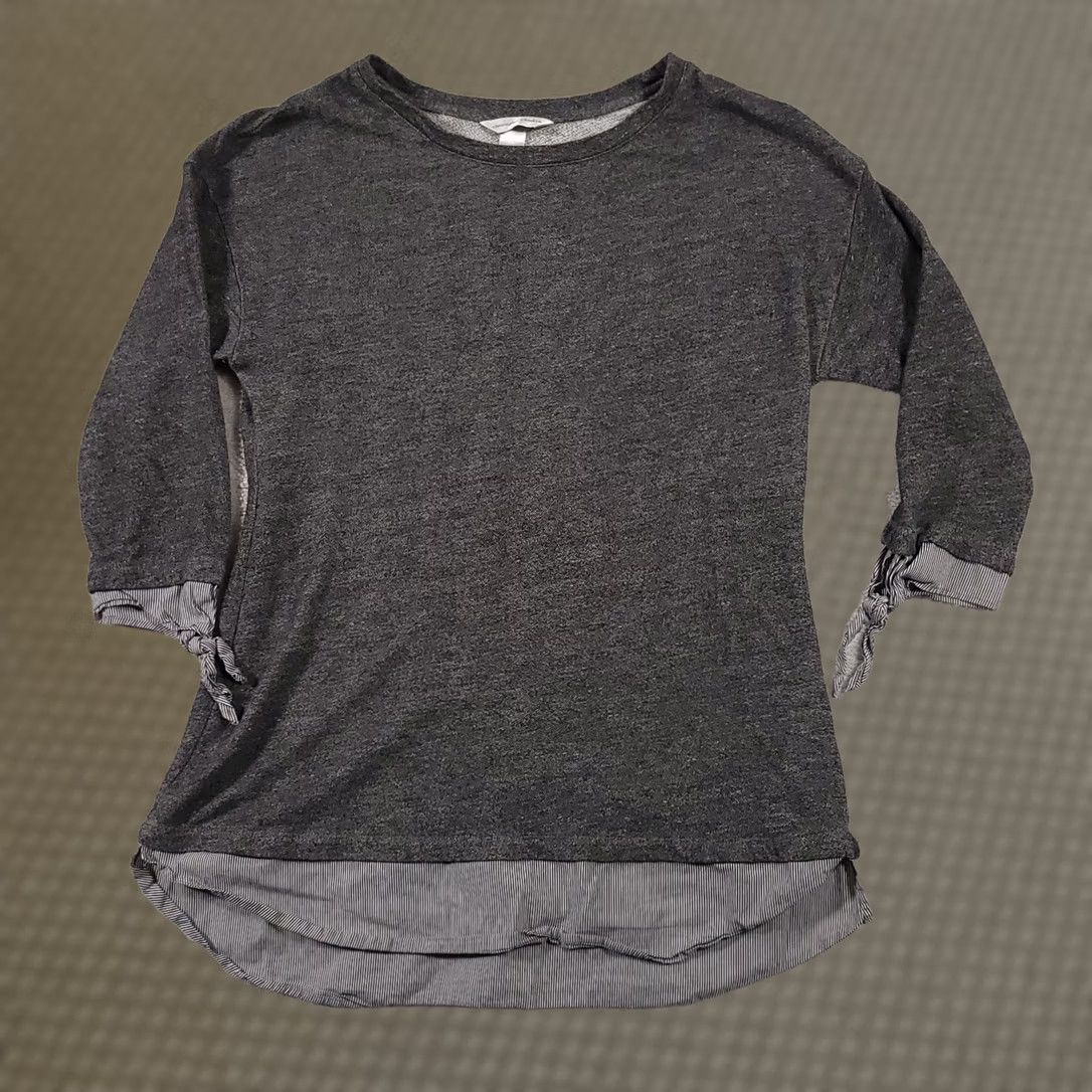 Vintage Christopher & Banks Sweater Women's Large Gray Mock Layered 3/4 Sleeve Tunic Size L / US 10 / IT 46 - 1 Thumbnail