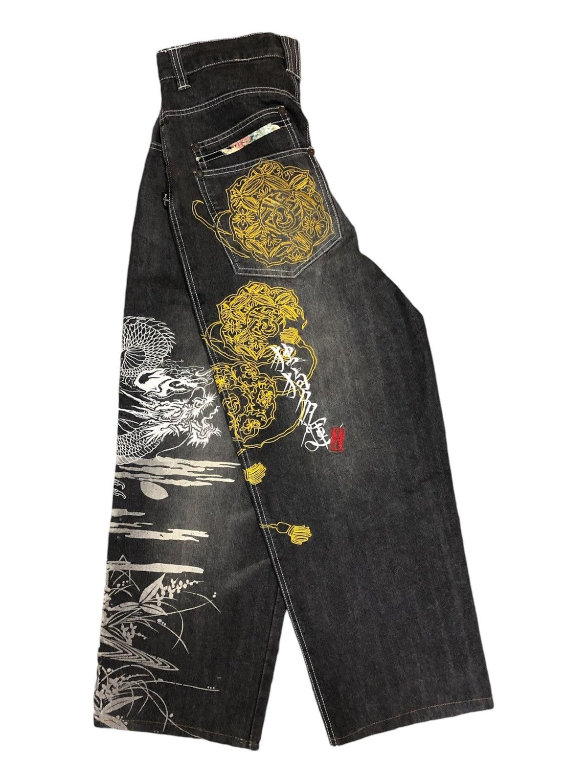 Dogtown 34x42 INSANE DOGTOWN BLACK DRAGON EMBROIDERED JEANS Size US 34 / EU 50 - 6 Thumbnail
