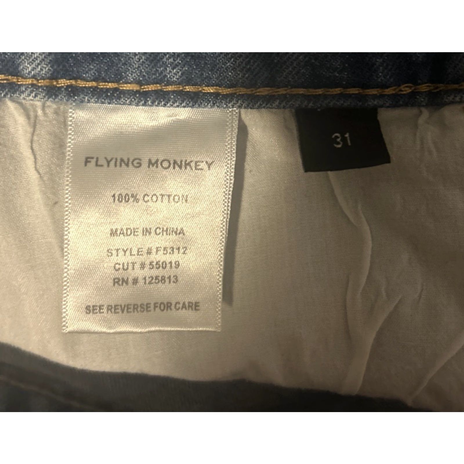 Vintage Flying Monkey Jeans Women Blue Distressed High Rise 33x35 Straight Inseam 35 NWT Black Label 100% Cotton Denim Size 31 XS? Size 24" / US 00 / IT 34 - 5 Thumbnail