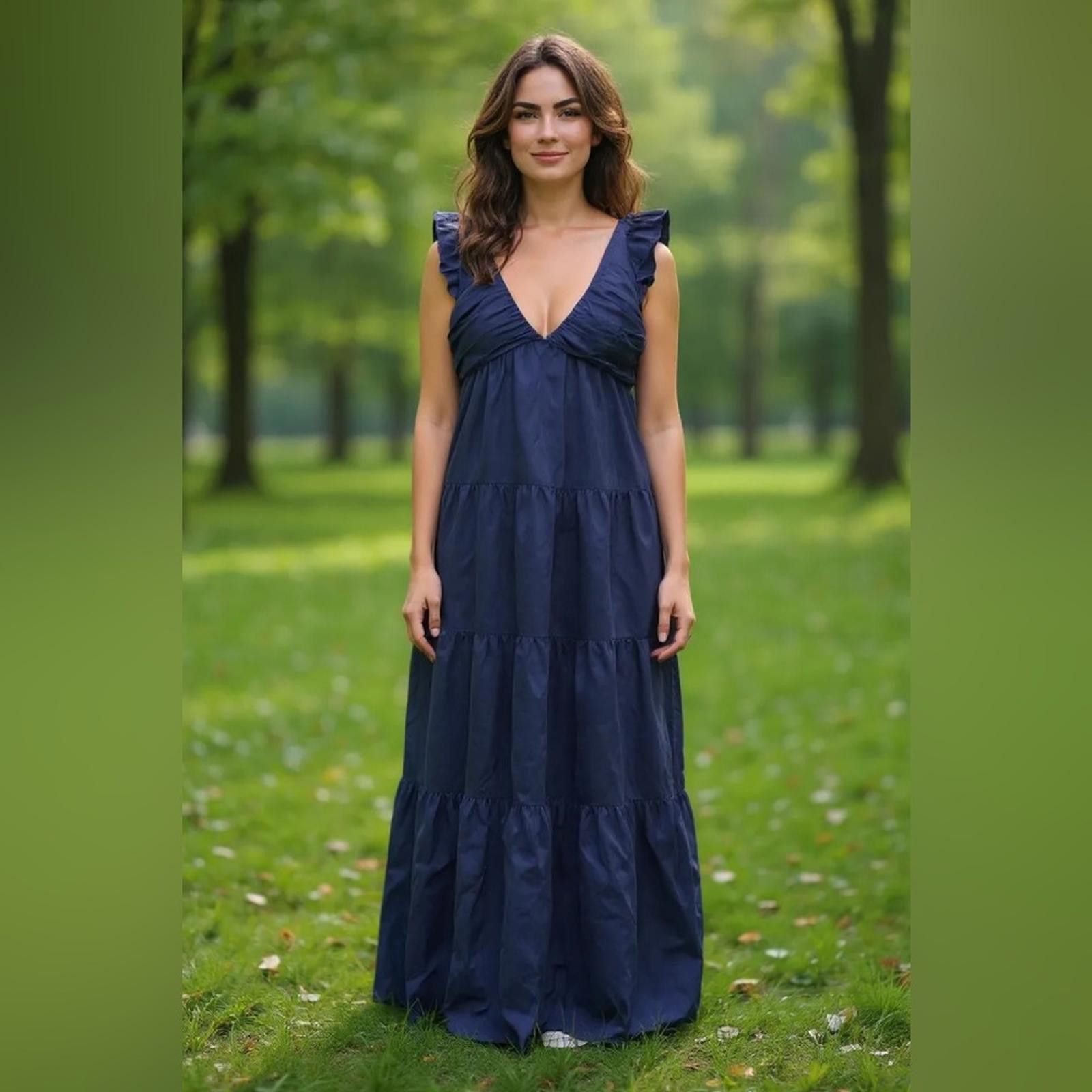 NWT Jason Wu Navy Tiered Maxi Dress  Size S