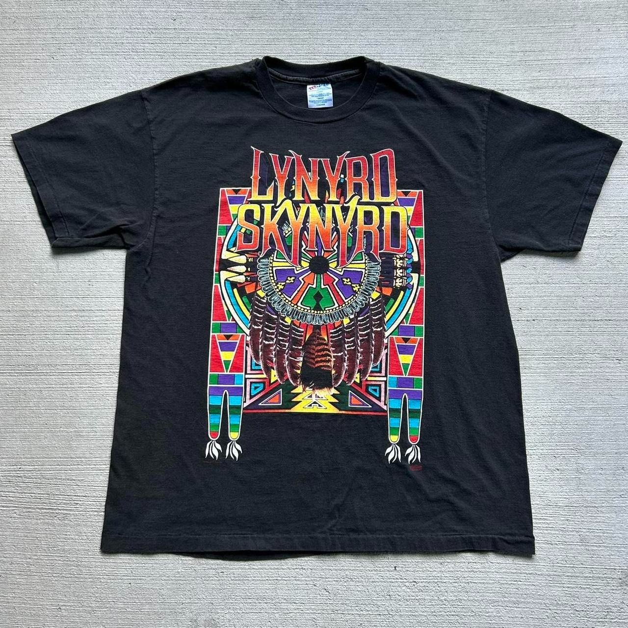 image of Band Tees x Hanes Vintage 1995 Lynyrd Skynyrd Tour Band Concert T Shirt in Black, Men's (Size XL)