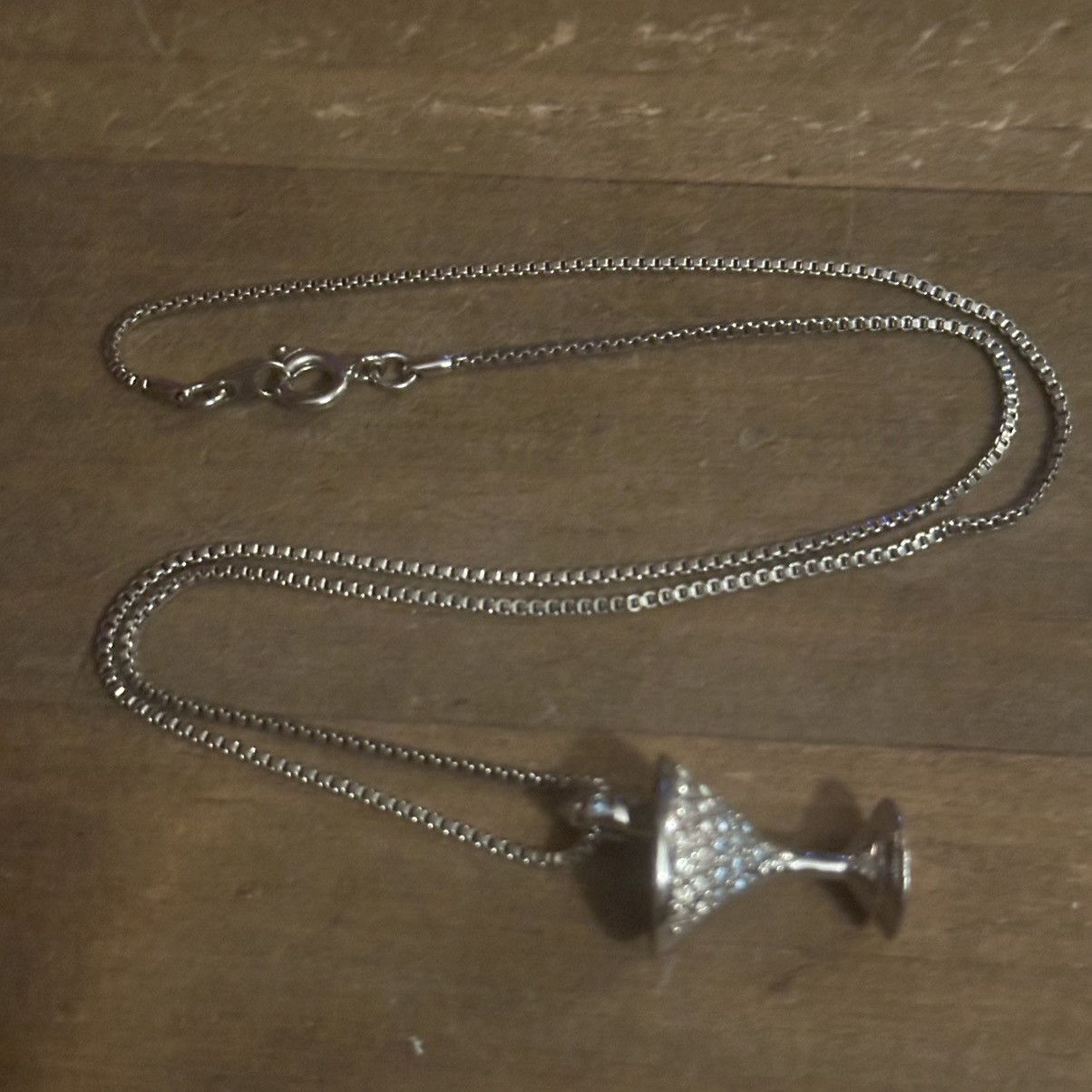 Vintage Vintage silver tone paved Martini glass pendant necklace Size ONE SIZE - 2 Thumbnail