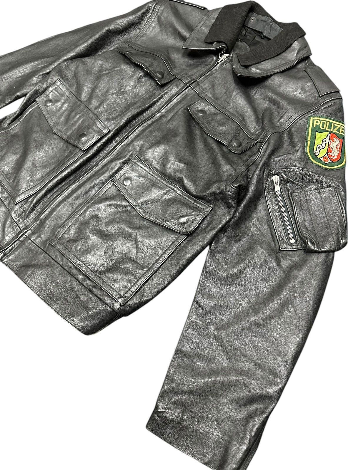 Leather × Vintage Vintage Beckumer Polizei Leather Jacket Similar to Vetements Size US M / EU 48-50 / 2 - 3 Thumbnail