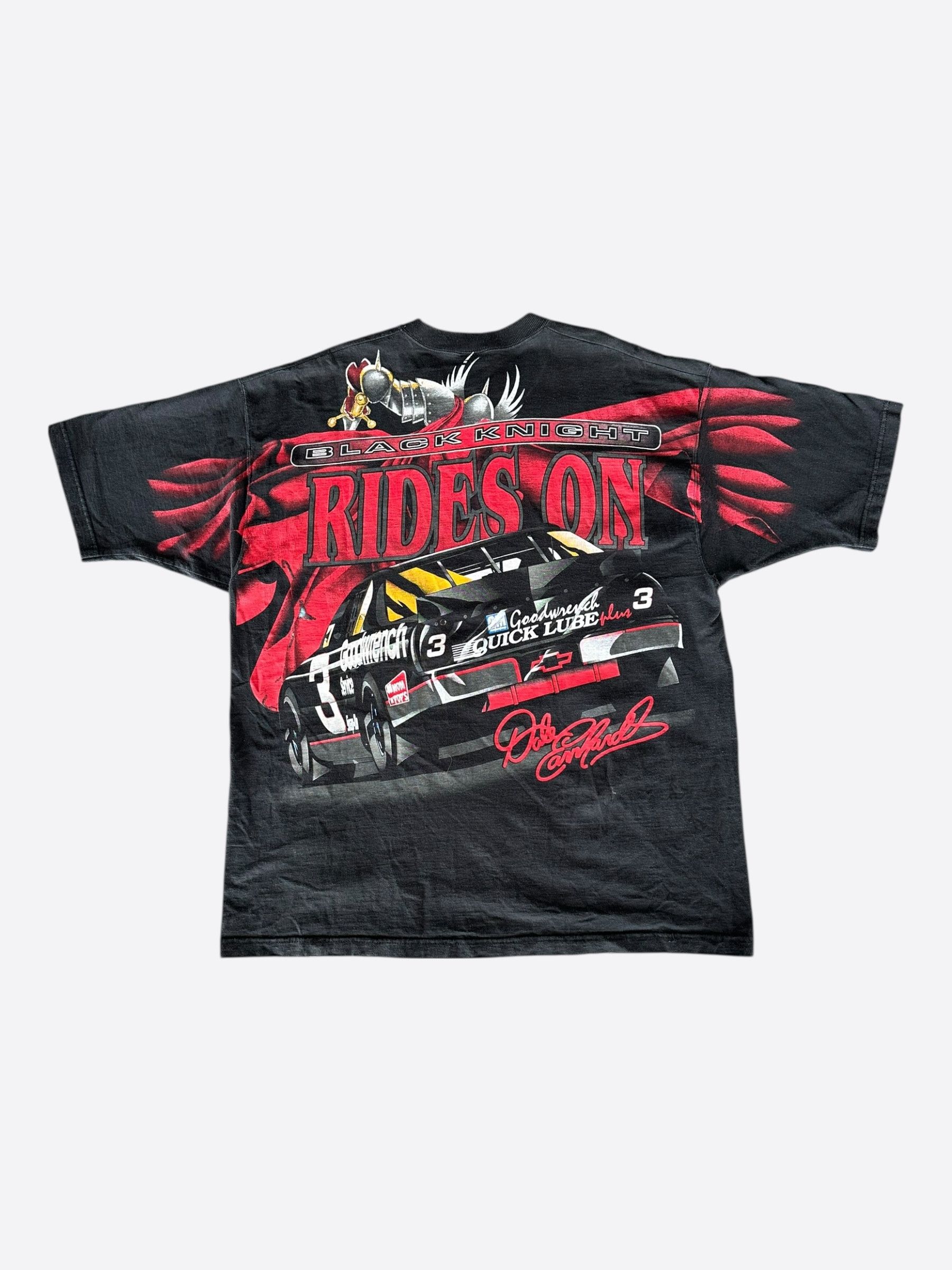 Vintage Vintage Black Dale Earnhardt Black Knight Nascar T-Shirt Size US XXL / EU 58 / 5 - 2 Thumbnail