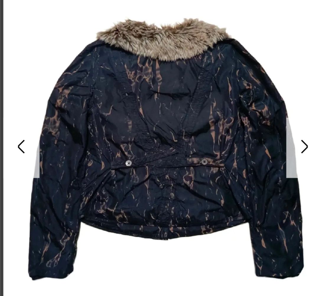 Diesel 00's Diesel Fur Fire Black Abstrak Cropped Nylon Jacket Size XS / US 0-2 / IT 36-38 - 8 Thumbnail