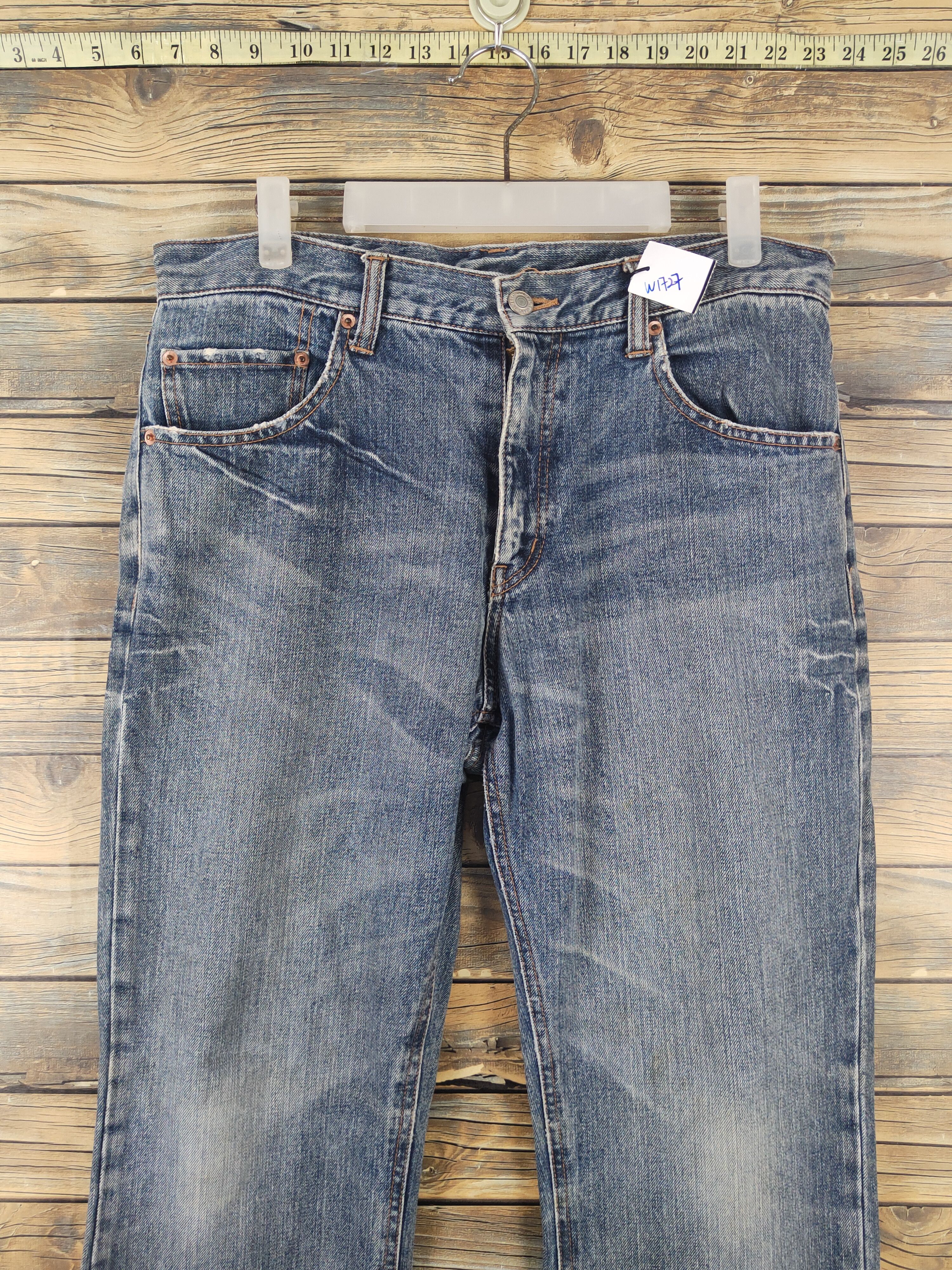 Japanese Brand Famock Blue Distressed Ripped denim Jeans #W1727 Size US 33 - 2 Thumbnail