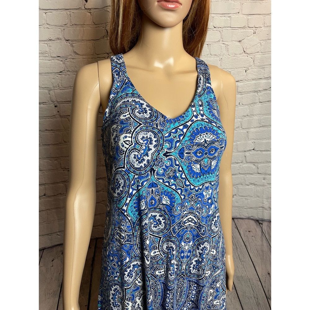 Other NWT New Sigrid Olsen Linen Rayon Blue Racerback Mini Dress Size XS / US 0-2 / IT 36-38 - 2 Thumbnail