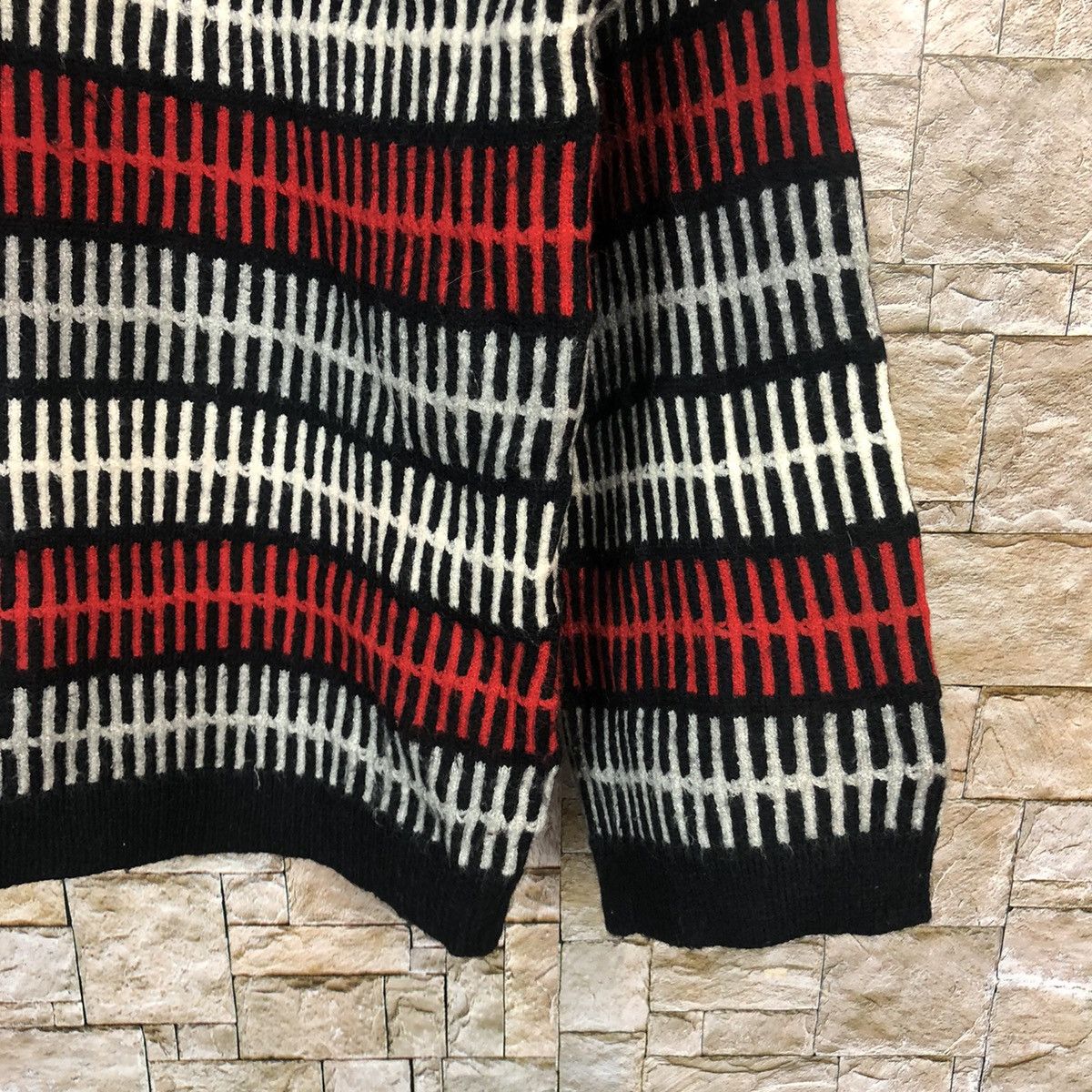Homespun Knitwear × Japanese Brand × OVER THE STRiPES Merldiom Red stripe Knitwear sweatshirt #A772 Size S / US 4 / IT 40 - 8 Thumbnail