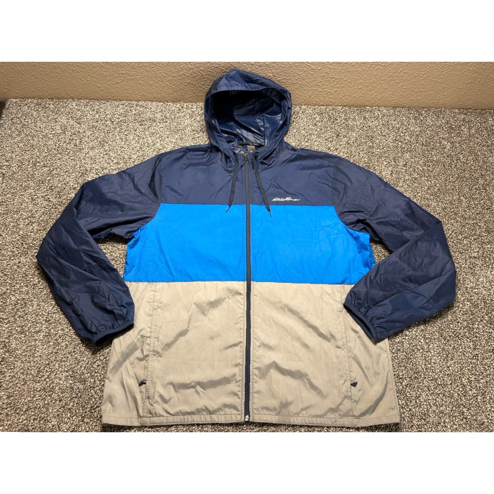 Eddie Bauer Eddie Bauer Windbreaker Jacket Men L Hooded Packable Blue Zip Lightweight Size US L / EU 52-54 / 3 - 2 Thumbnail