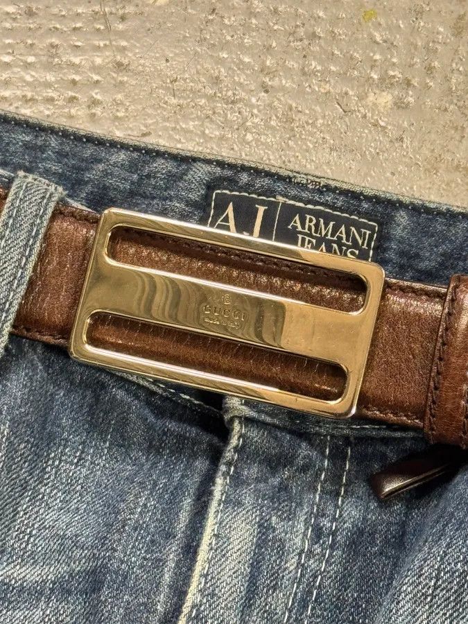 Gucci 2000s Gucci Brown Leather Belt Size ONE SIZE - 2 Thumbnail
