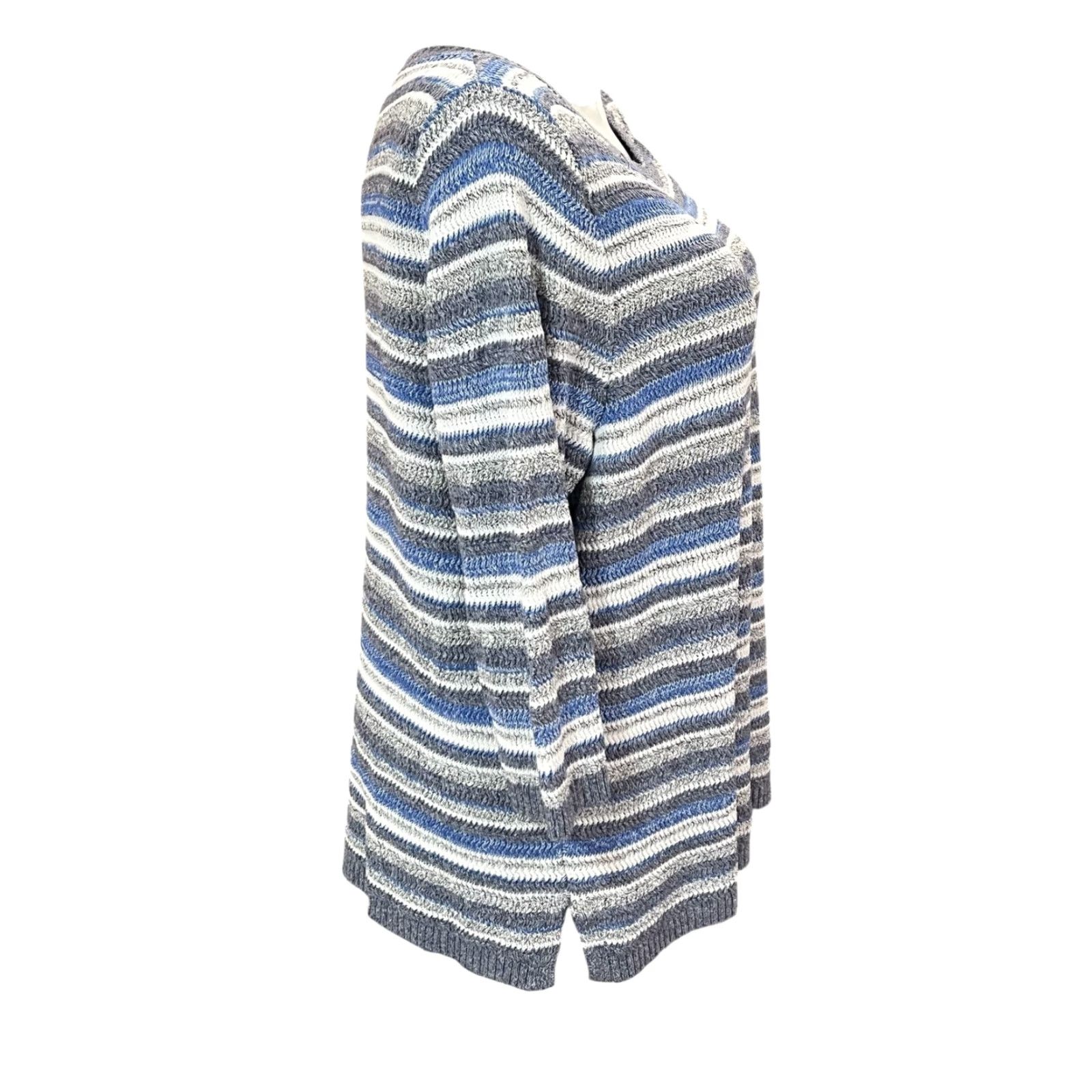 Talbots Talbots Sweater Women's 3X Plus Gray Oatmeal Blue Striped Knit 3/4 Sleeve EUC Size XXL / US 16-18 / IT 52-54 - 4 Thumbnail