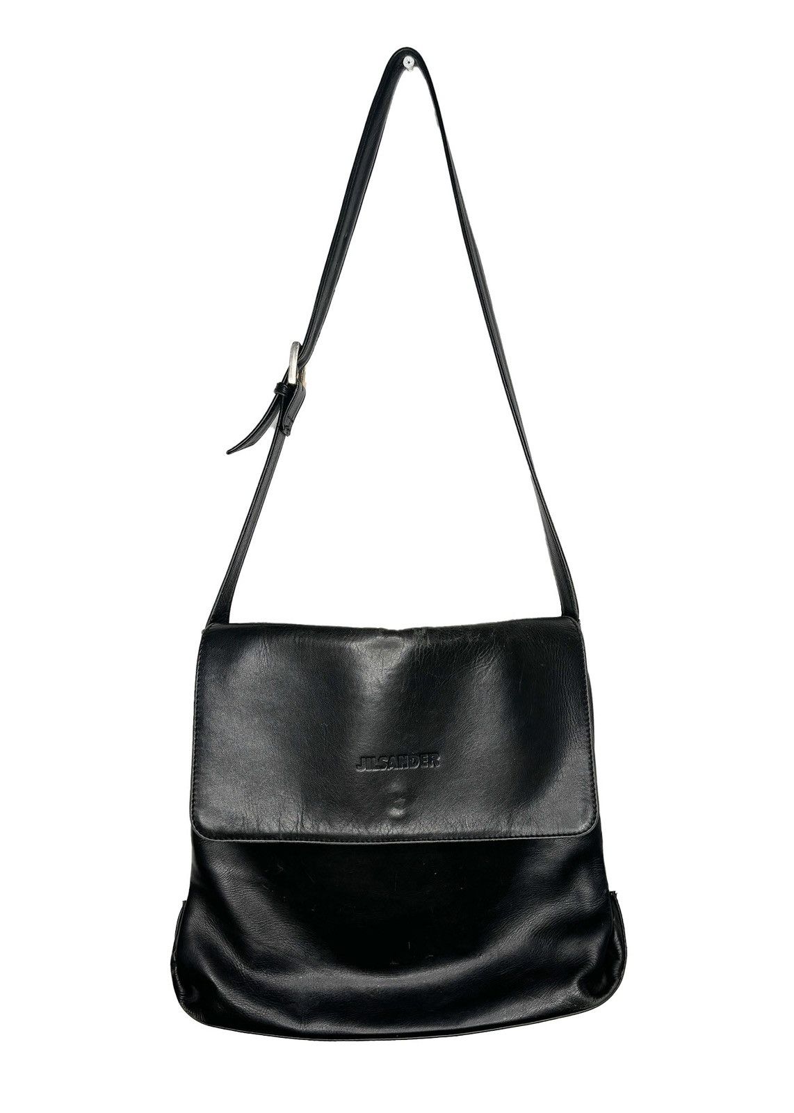 image of Jil Sander Vintage Leather Handbag in Black, Women's