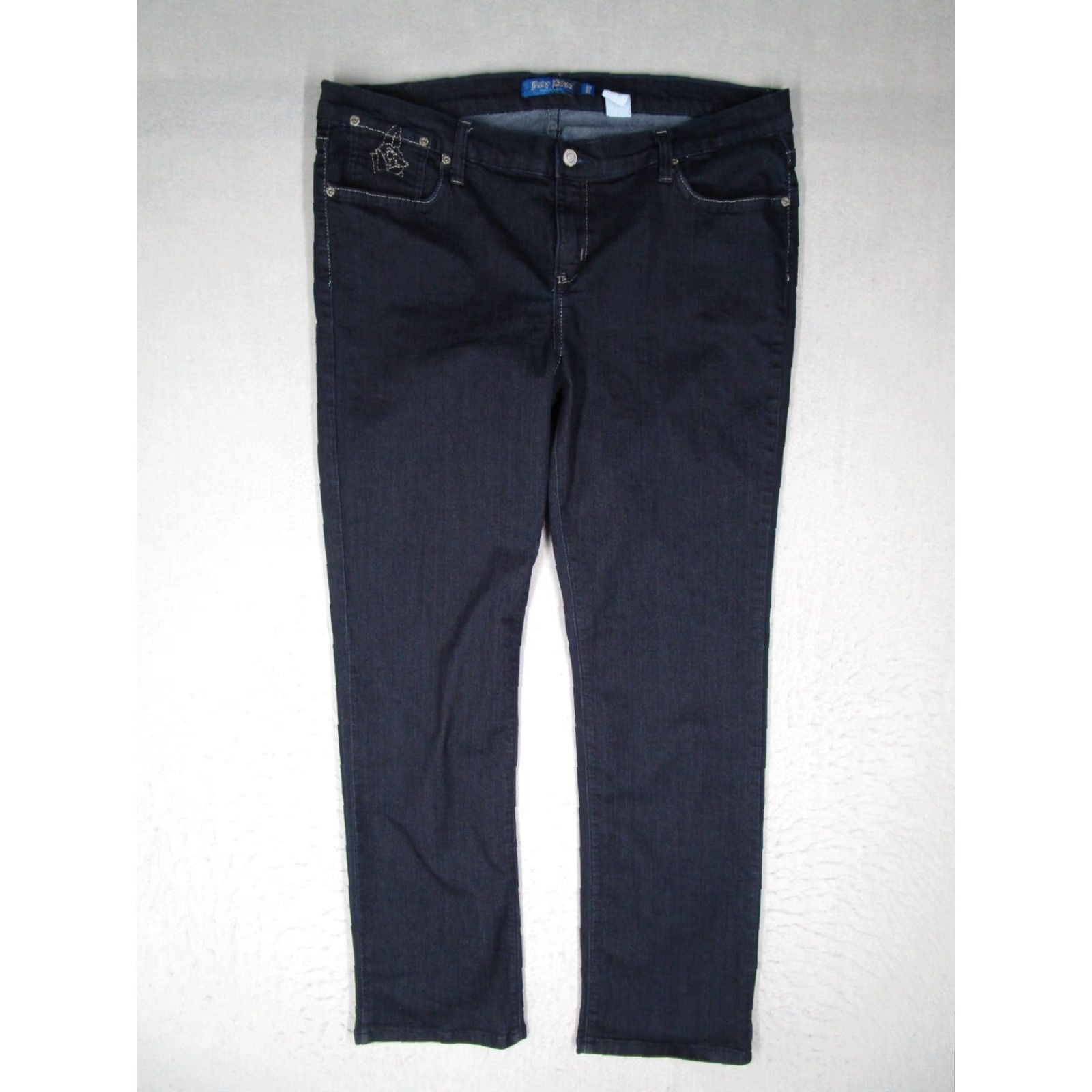 Denime Judy Blue Jeans Women 3XL XXXL Blue Mid Rise Embroidered Denim Stretch 37x32 Jeans Size 40" / US 18 - 2 Thumbnail