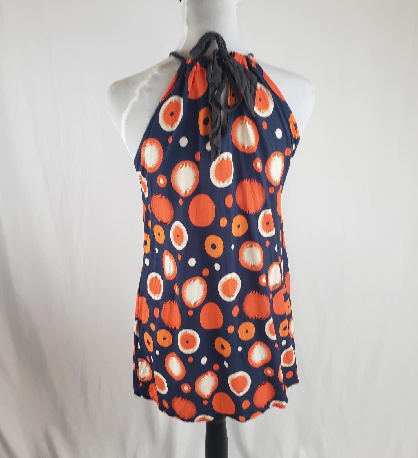 Designer Retro Halter Dress with Dot Print Size S / US 4 / IT 40 - 5 Thumbnail
