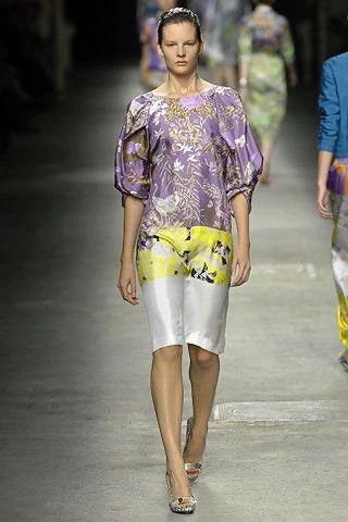 Dries Van Noten DRIES VAN NOTEN size:34 Flower-and-bird color-blocked prin Size 31" - 7 Thumbnail