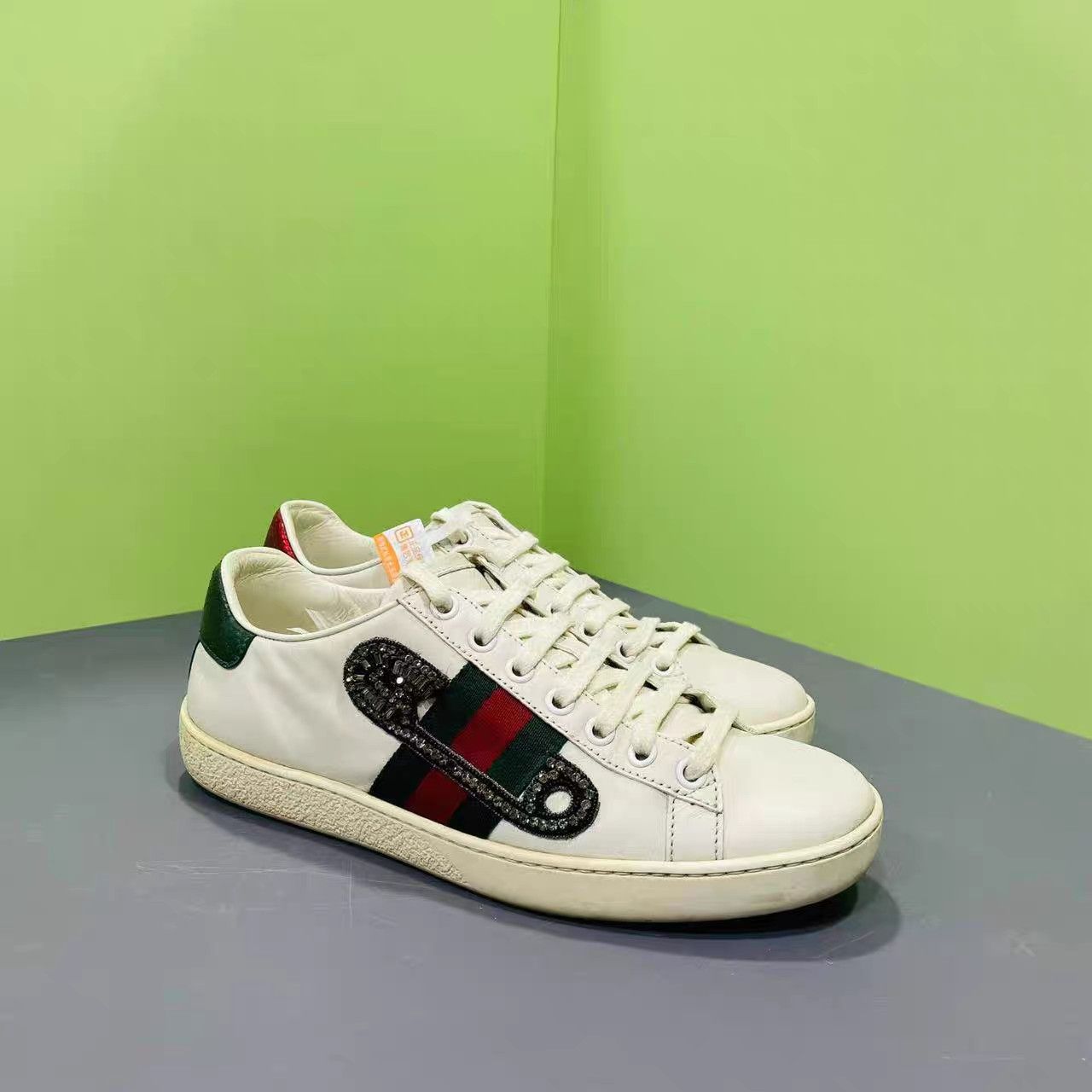 Gucci Gucci Ace Crystal Pin Sneakers K15 Size US 6 / IT 36 - 1 Thumbnail