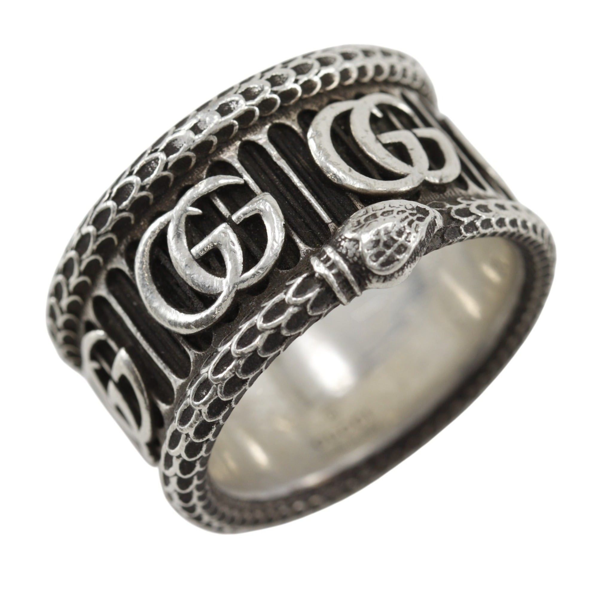 Gucci Gucci Double G Snake Ring, Size 19.5, Sterling Silver 925, Approx. 16.3g, Men's. Size ONE SIZE - 1 Thumbnail