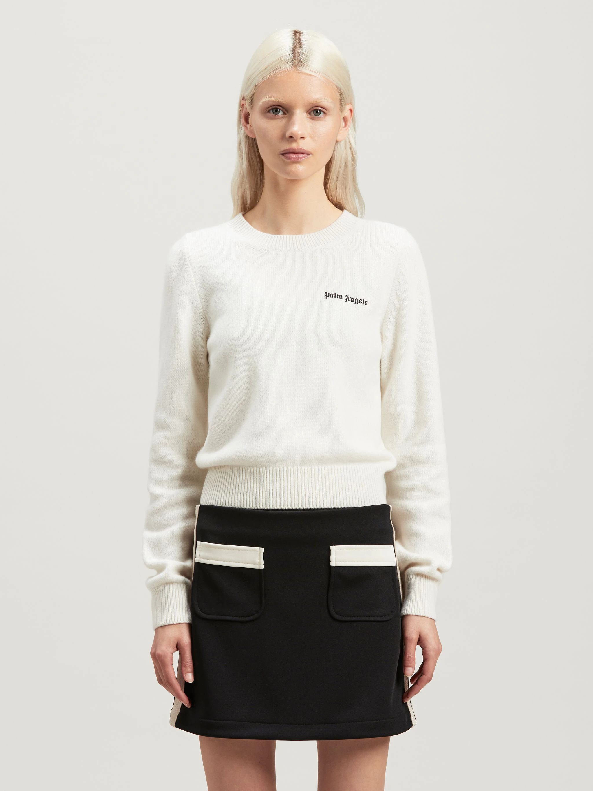Palm Angels o1s22i1n0824 Embroidery Cropped Sweater in White Size M / US 6-8 / IT 42-44 - 3 Thumbnail