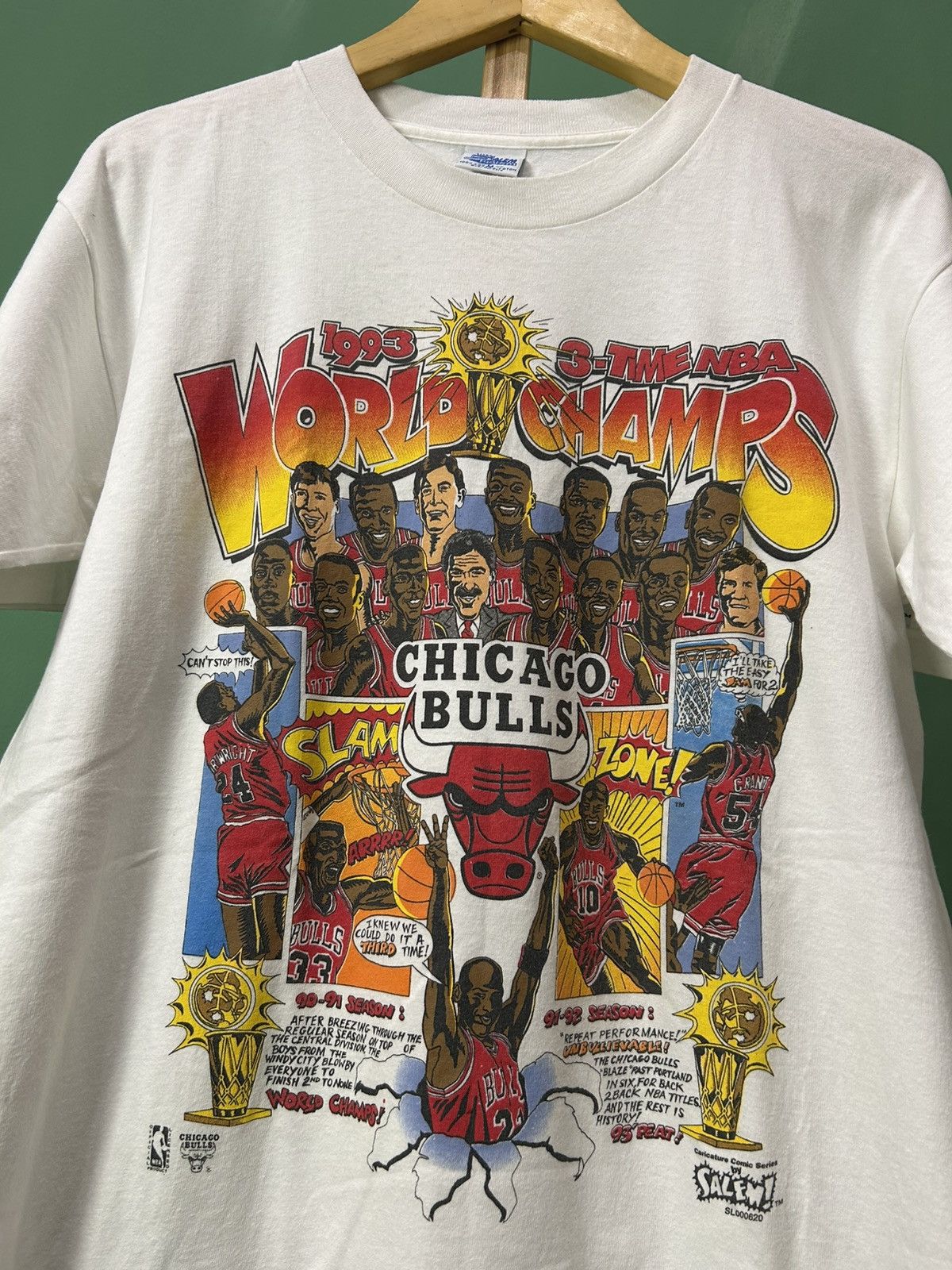 Salem Sportswear Chicago Bulls World Champs 1993 NBA Comic Series Vintage Size US M / EU 48-50 / 2 - 2 Thumbnail