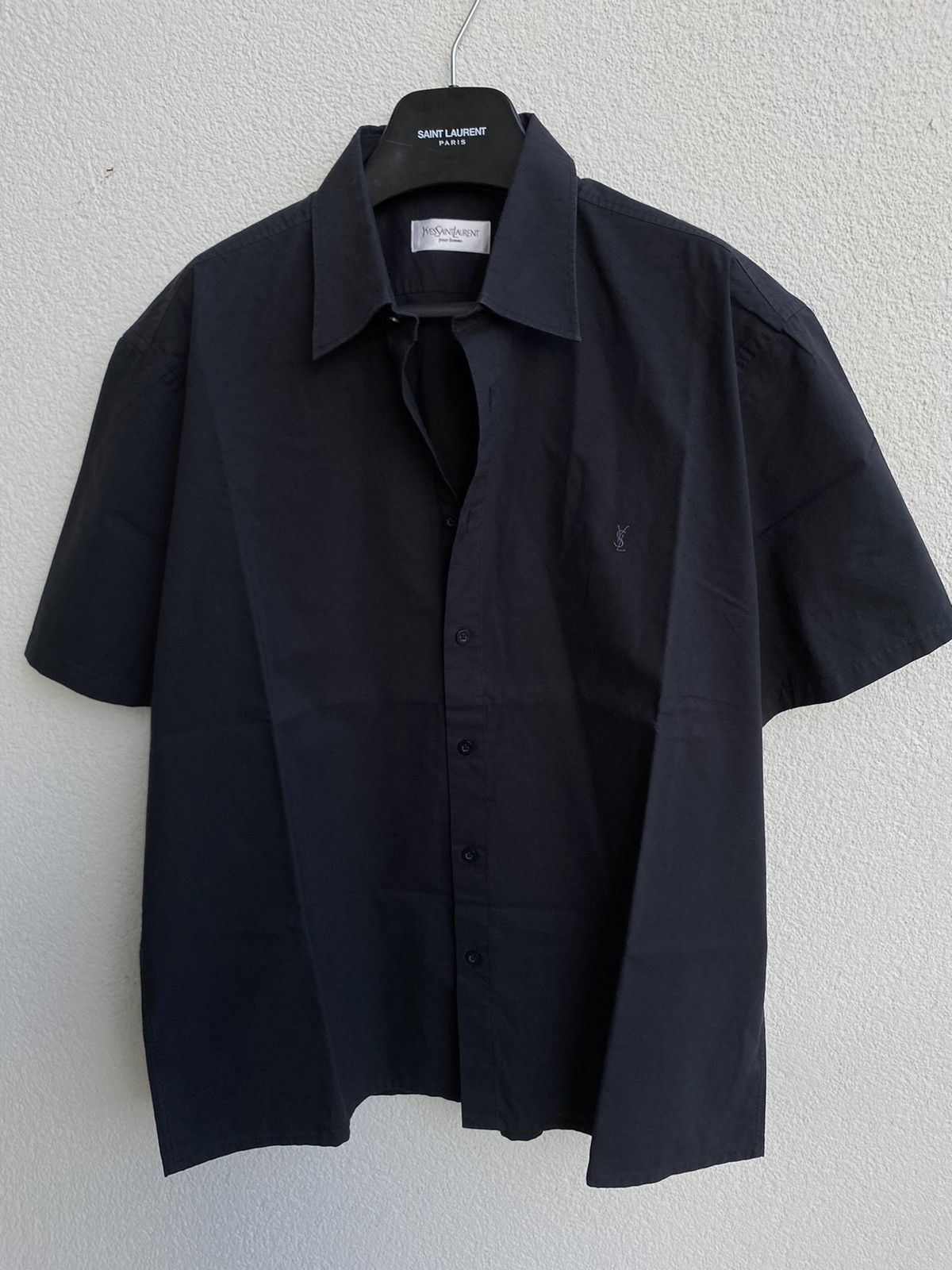 Yves Saint Laurent Black YSL Shirt Short Sleeve Button Up Collar Vintage y2k Size US XL / EU 56 / 4 - 15 Thumbnail