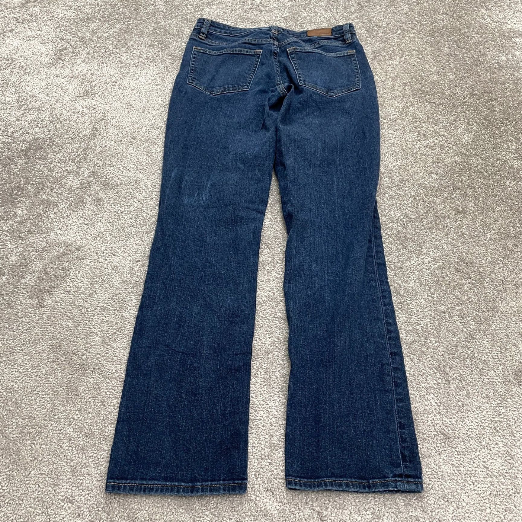 Lands' End Lands' End Jeans Womens 4 Mid Rise Straight Denim 28x29.5 Blue Dark Wash Cotton 5-Pocket Classic Size 27" / US 4 / IT 40 - 2 Thumbnail