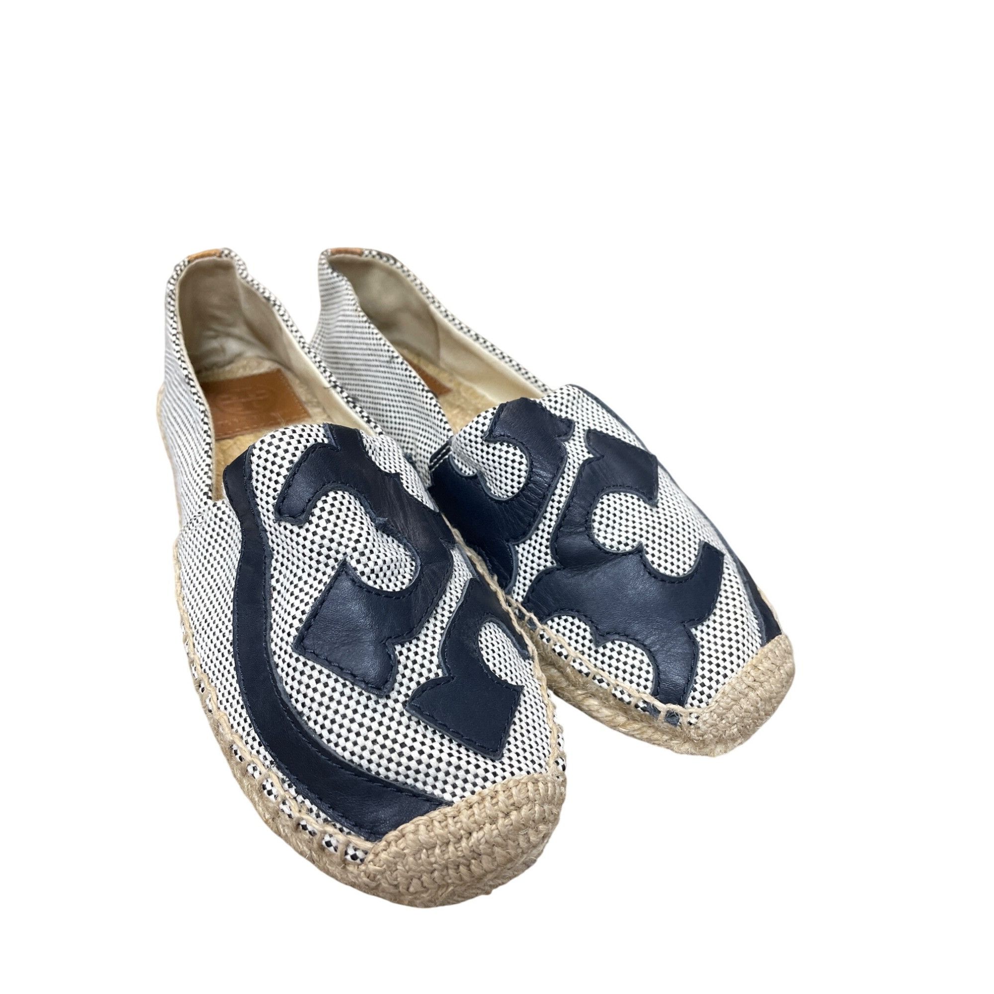 Tory Burch Tory Burch Womens Black white checkered espadrille flats sho Size US 7 / IT 37 - 1 Thumbnail