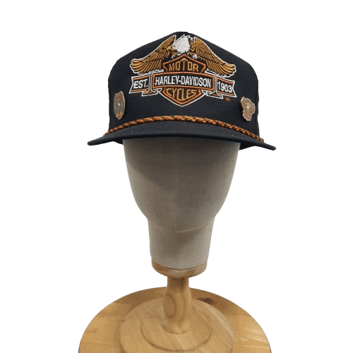 🦅 Vintage 80s harley davidson motorcycle usa velcro cap