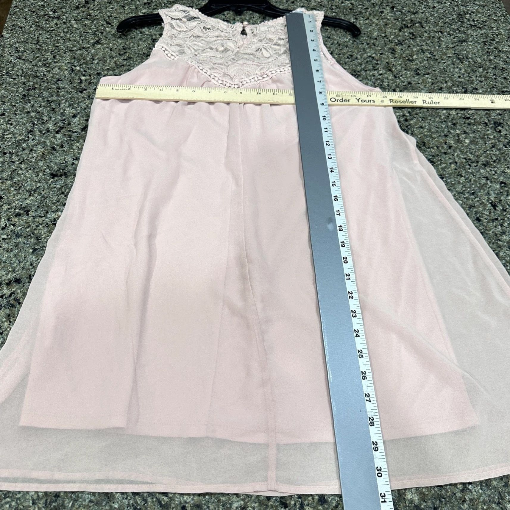 Vintage AUW Dress M Blush Pink Lace Crochet Yoke Sleeveless Chiffon Lined Coquette Dress Size M / US 6-8 / IT 42-44 - 4 Thumbnail
