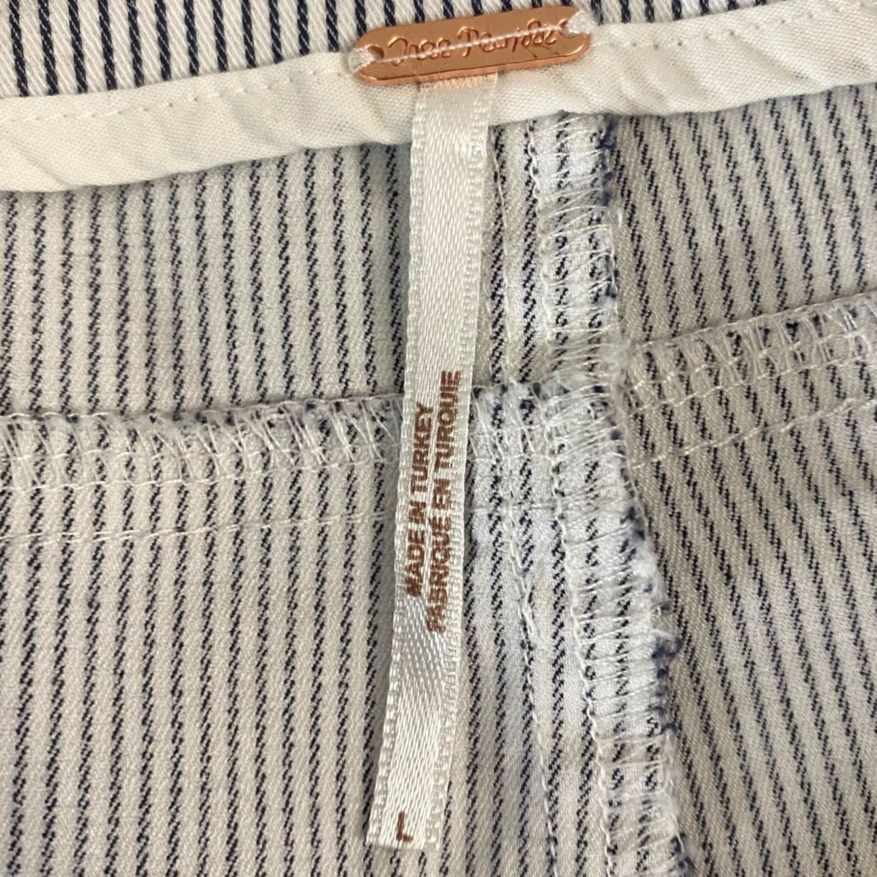 Free People Free People Florence Crop Flare Pants Womens Large White Blue Stripe Stretch Size 36" / US 14 / IT 50 - 7 Thumbnail