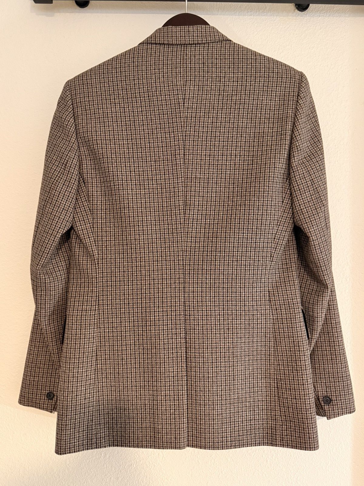Sandro Houndstooth Brown Wool Check Suit Blazer 36/46 Size 36R - 3 Thumbnail