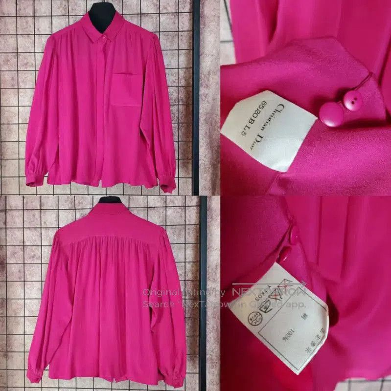 Dior Dior Pink Silk Dot Long Sleeve Blouse . Size M / US 6-8 / IT 42-44 - 1 Thumbnail