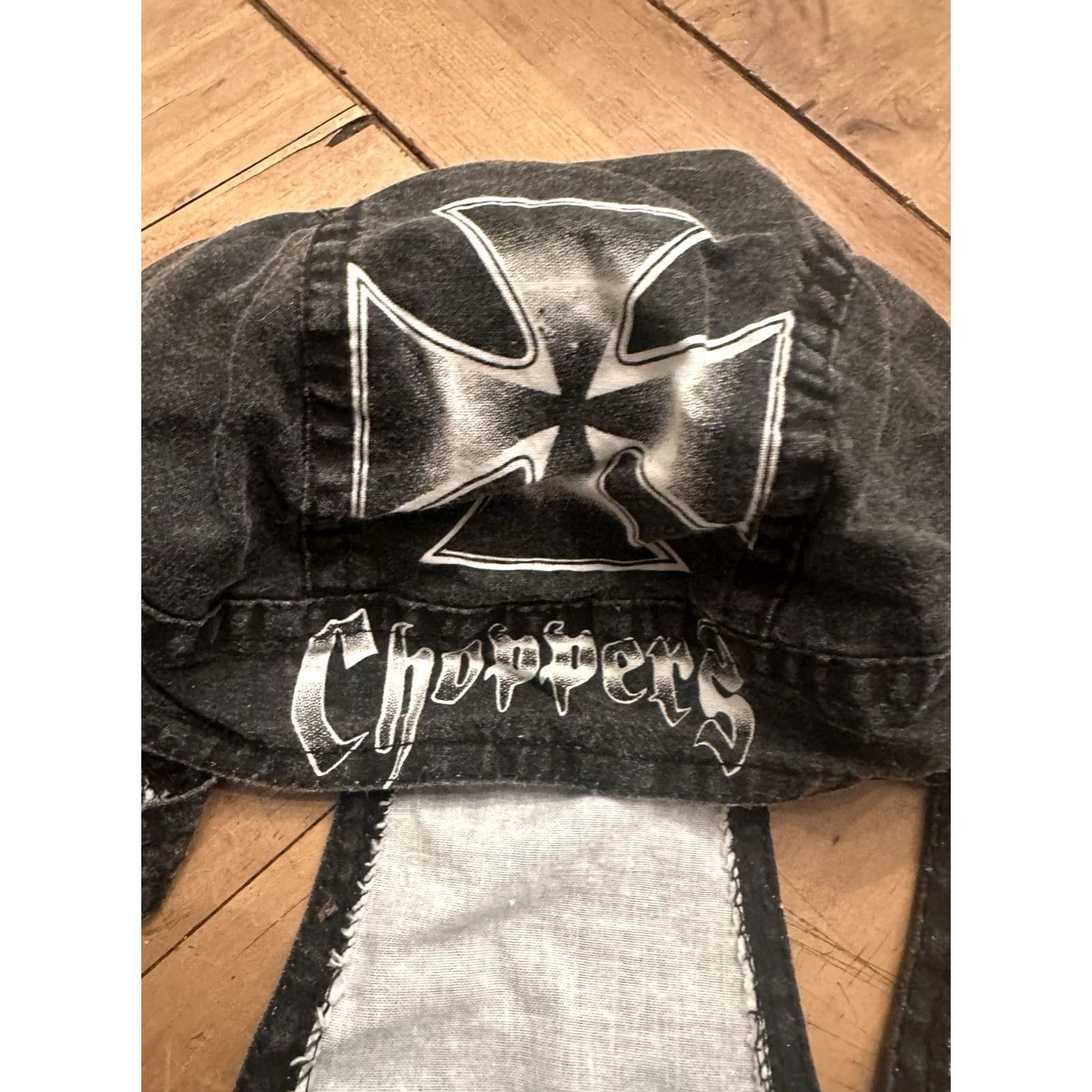 Vintage VINTAGE Choppers Skull Cap Motorcycle Biker Doo Rag Head Wrap Bandana Black Mens One Size Size ONE SIZE - 2 Thumbnail