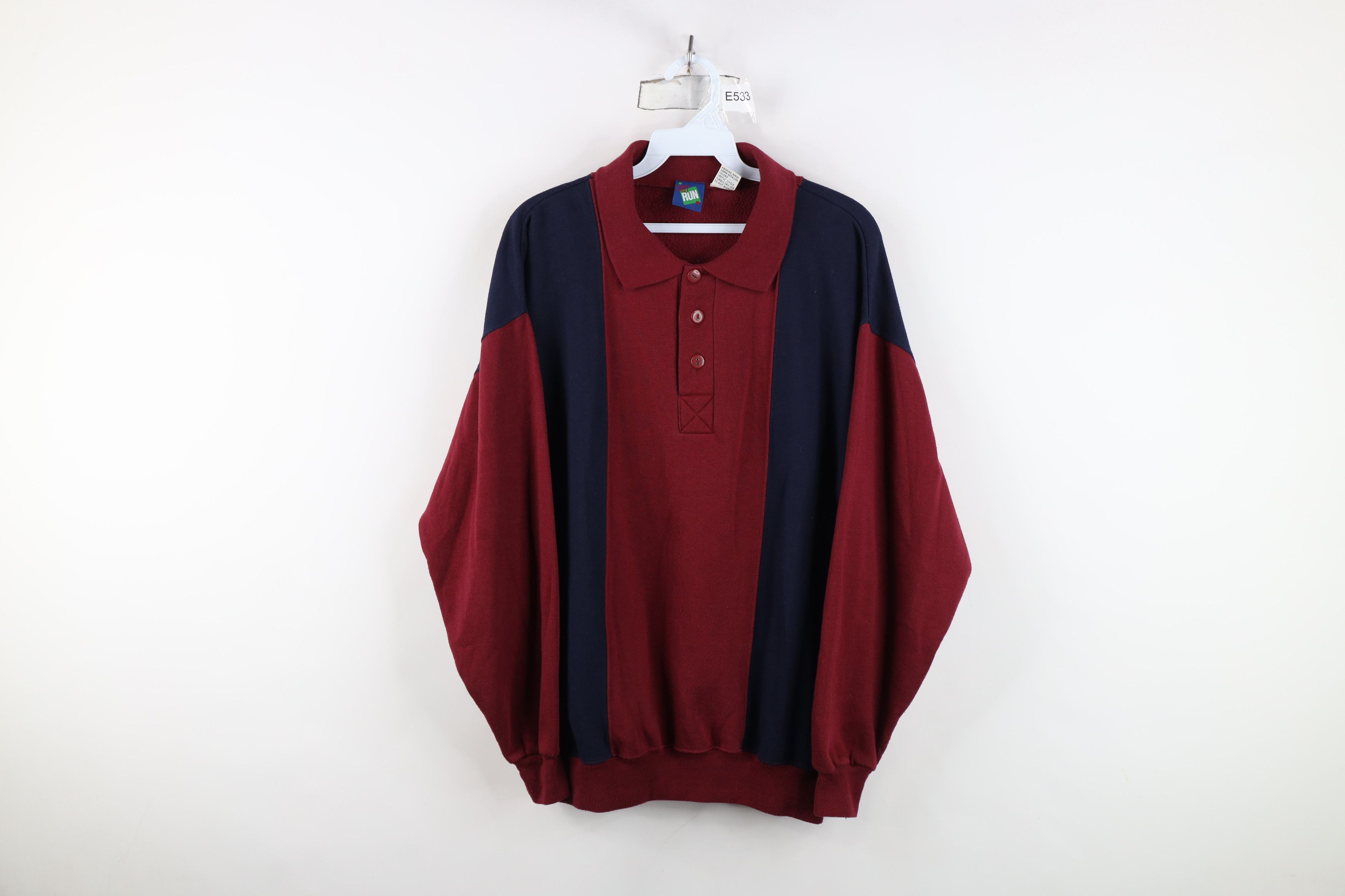 Vintage Vintage 90s Streetwear Block Striped Collared Sweatshirt Size US M / EU 48-50 / 2 - 1 Thumbnail