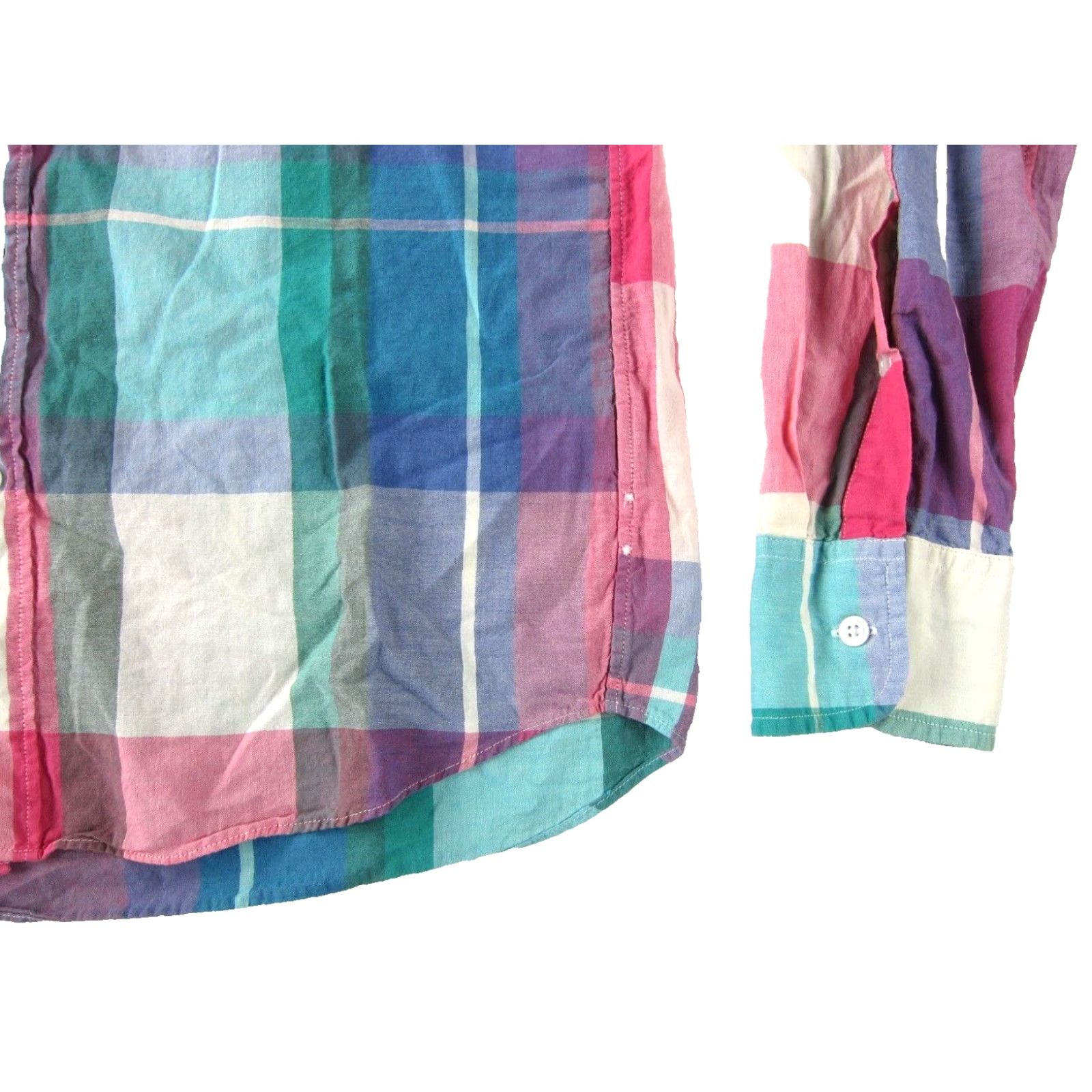 J.Crew J.CREW Pink Blue Plaid Lightweight Cotton Long Sleeve Slim Shirt Men Med Size US L / EU 52-54 / 3 - 6 Thumbnail