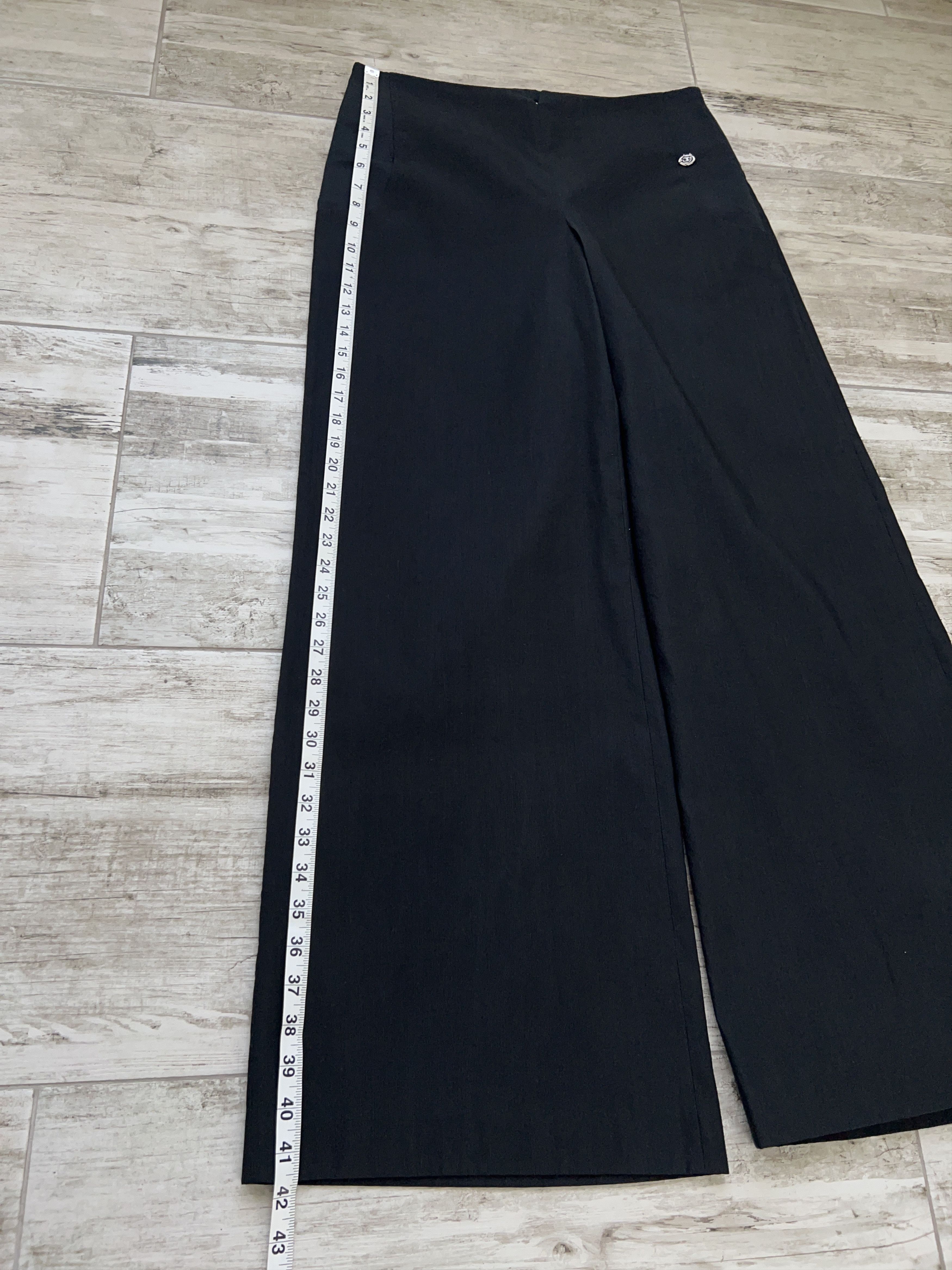 Chanel × Designer Womens 2009 Ribbed Wide Leg Palazzo Pants Trousers Black Size 28" / US 6 / IT 42 - 13 Thumbnail