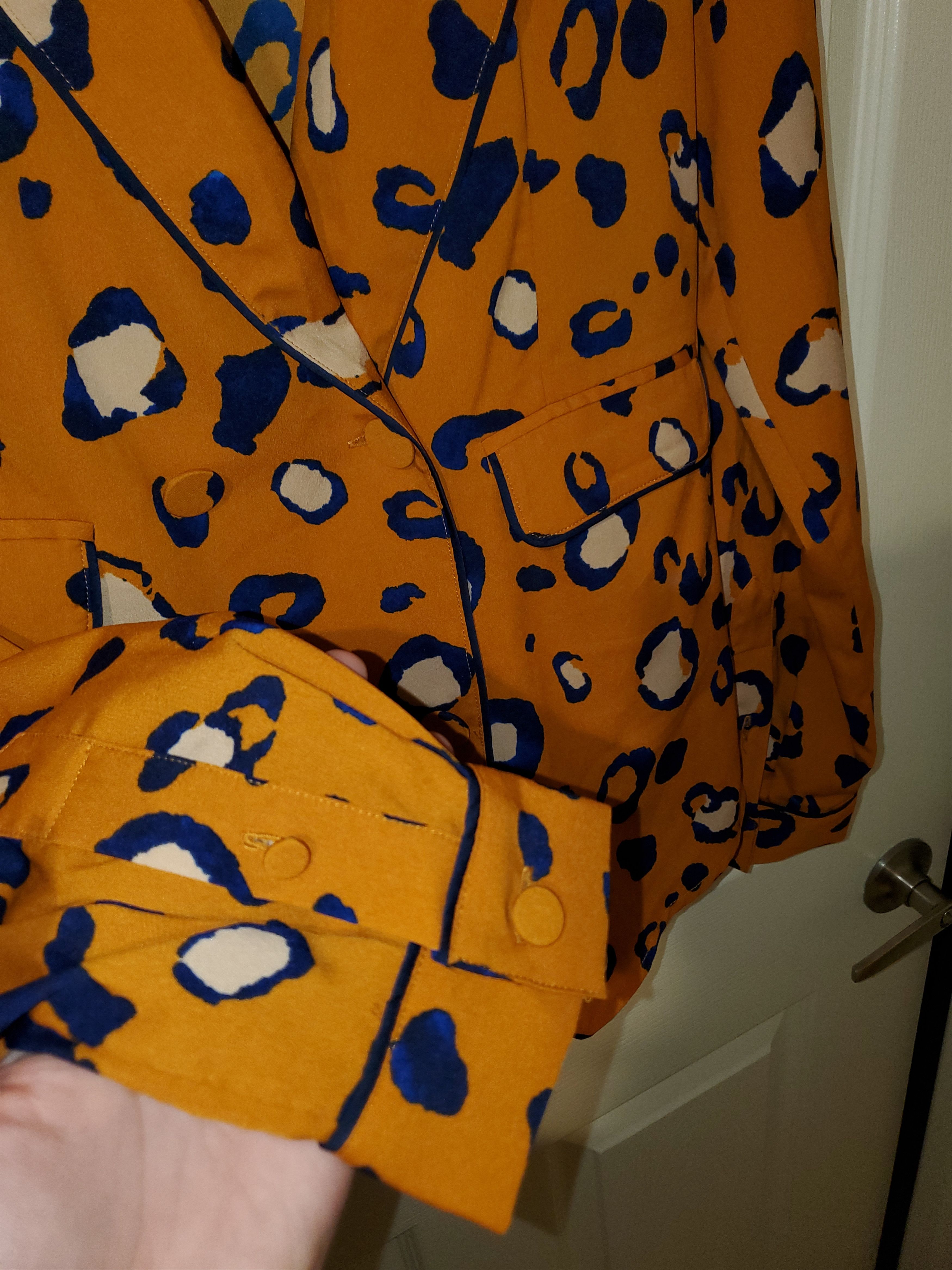 3.1 Phillip Lim Women's Gold + Blue Leopard Print Thin Blazer (size xs) Size XS / US 0-2 / IT 36-38 - 3 Thumbnail