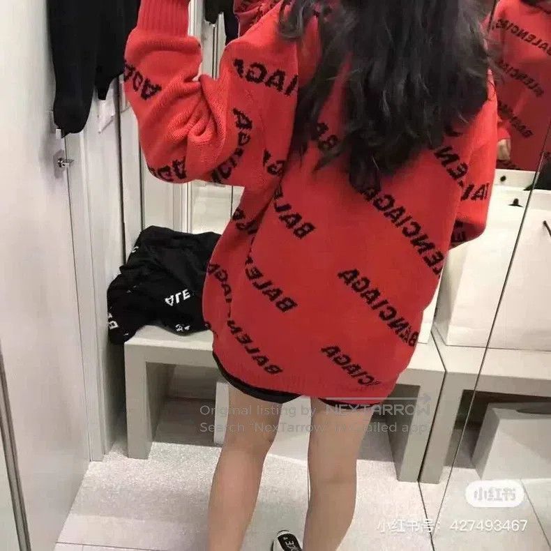 Balenciaga Balenciaga Red Full Letter Knitwear Size XS / US 0-2 / IT 36-38 - 2 Thumbnail
