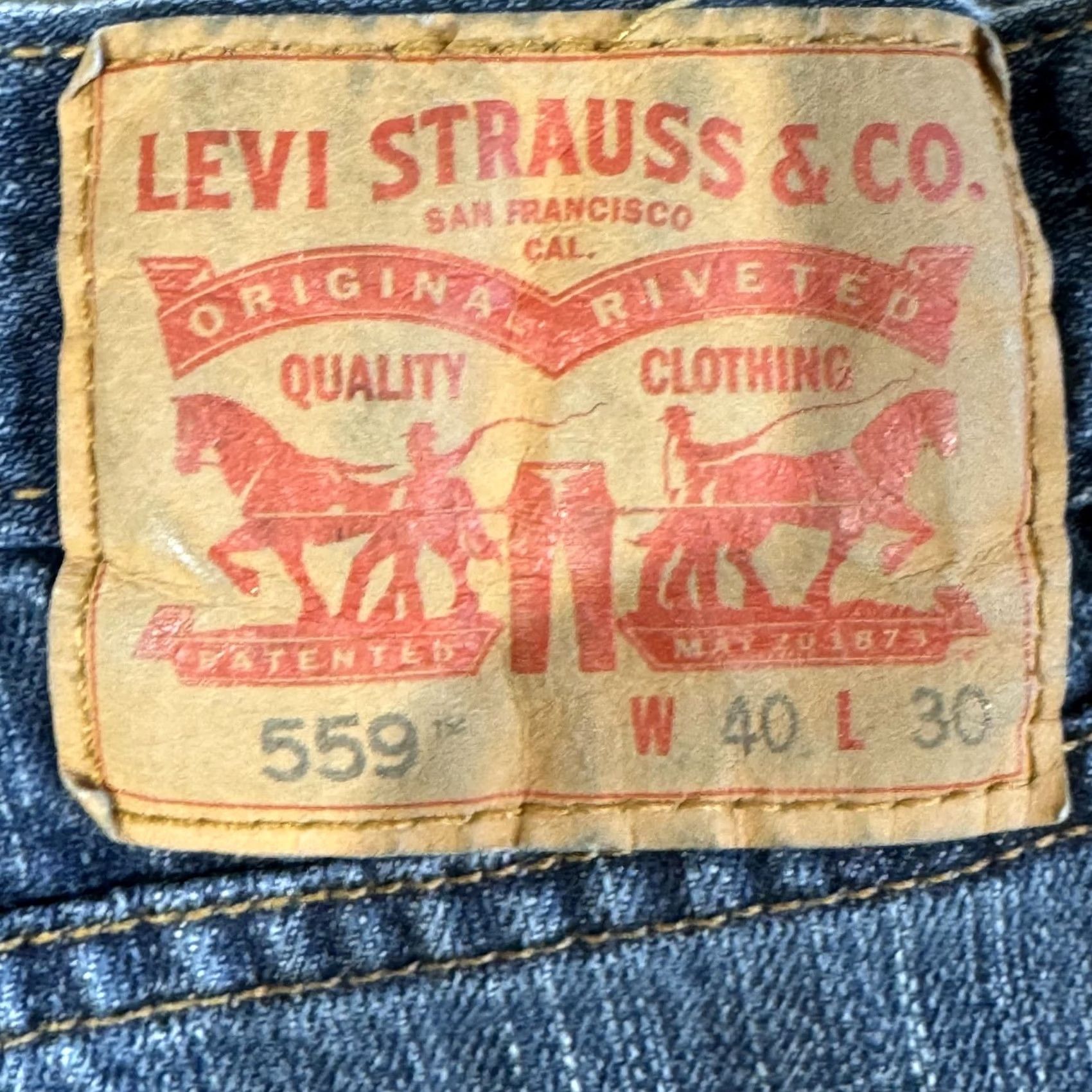 Levi's Levi's 559 Jeans Mens 40x30 Blue Relaxed Straight Denim 100% Cotton Size US 40 / EU 56 - 3 Thumbnail