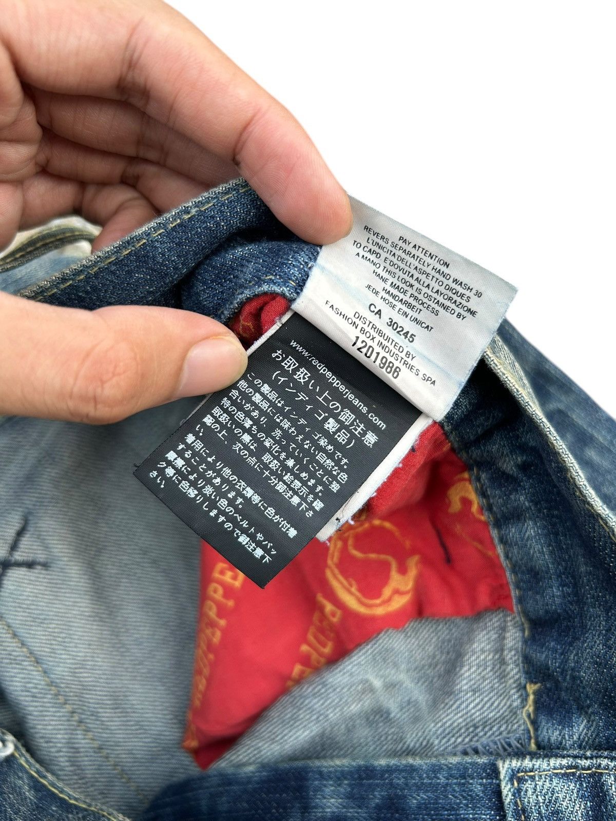 Kapital RED PEPPER GOLD LABEL PUNK DISTRESSED DENIM JEANS Size US 35 - 14 Thumbnail