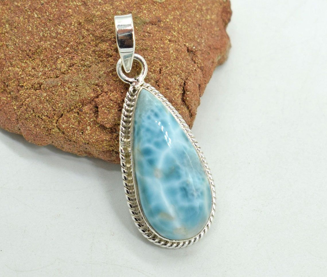 Handmade Natural Blue Larimar Gemstone Pendant, 925 Size ONE SIZE - 4 Thumbnail