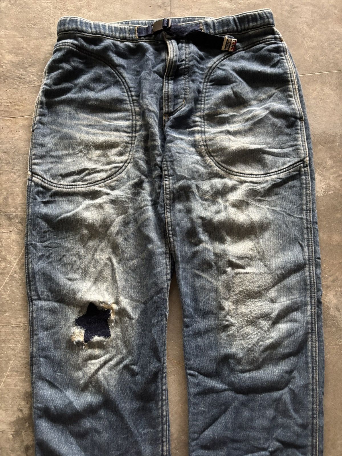 Hysteric Glamour × Japanese Brand RARE HYSTERIC GLAMOUR sweatpant denim distressed patchwork Size US 31 - 2 Thumbnail