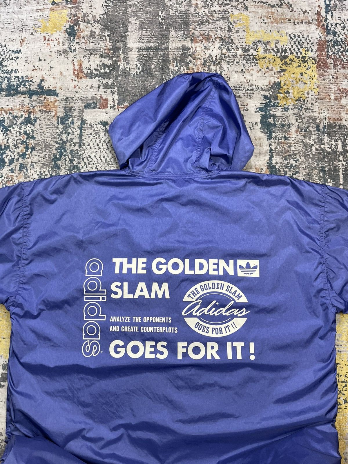 Adidas Vtg Adidas The Golden Slam Long Hooded Coach Jacket Size US L / EU 52-54 / 3 - 4 Thumbnail