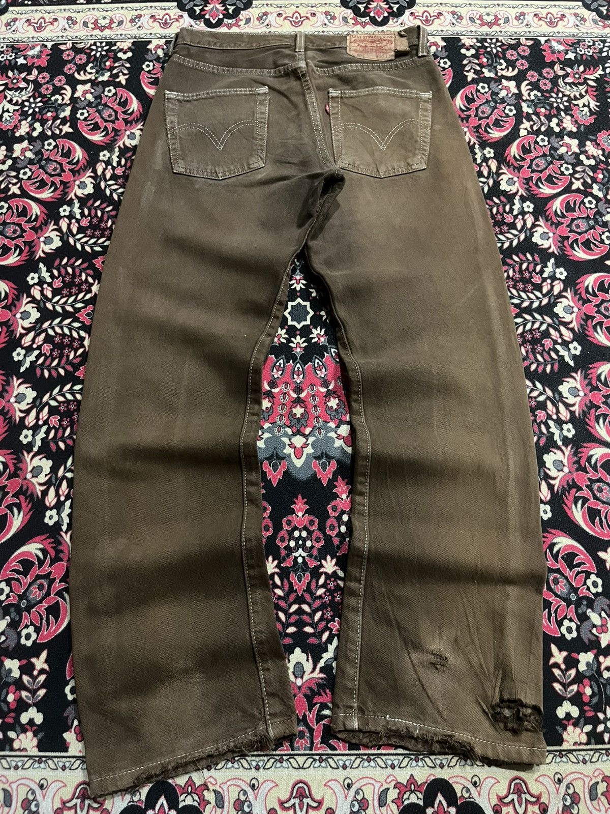Levi's ⚡️Vintage⚡️Y2K Levis 501 Buttonfly Brown Wash Distressed Jeans Size US 30 / EU 46 - 2 Thumbnail