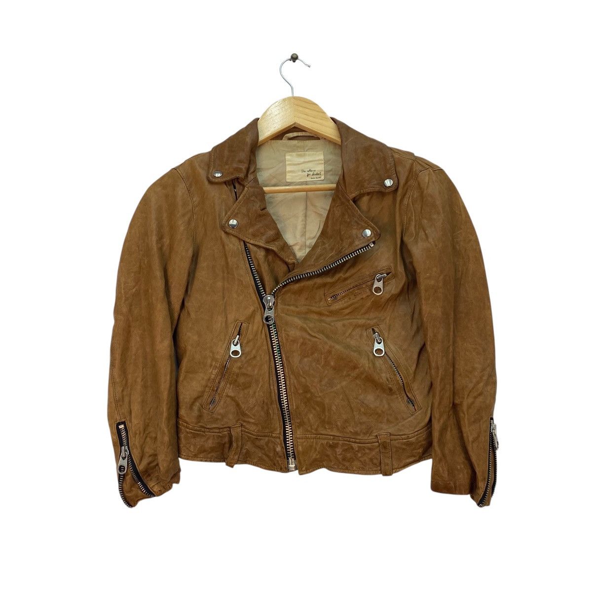 Japanese Brand Bannet Barret Sheep Leather Double Collar Jacket Size S / US 4 / IT 40 - 1 Thumbnail
